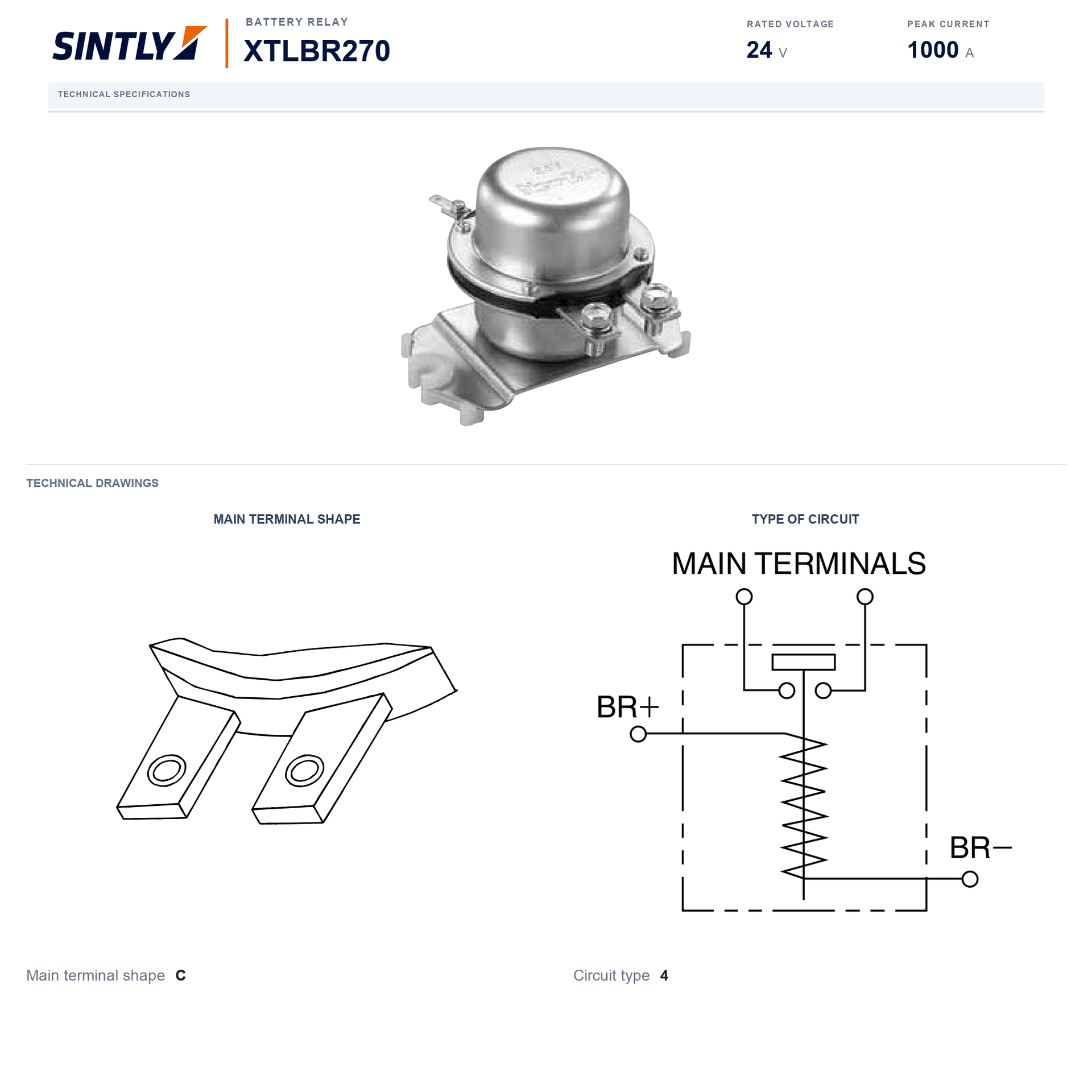Relé de batería XTLBR270