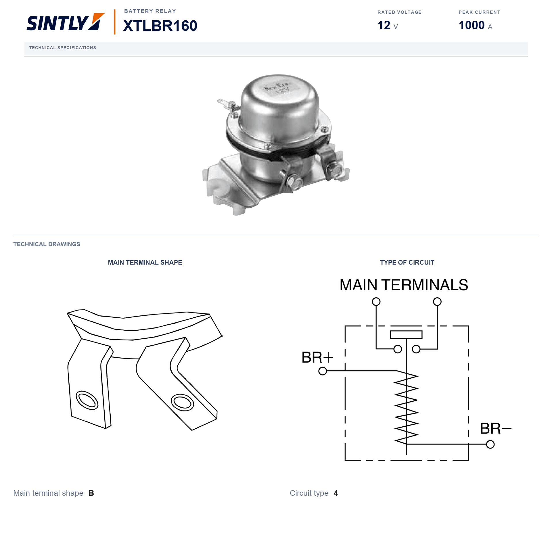 Relé de batería XTLBR160