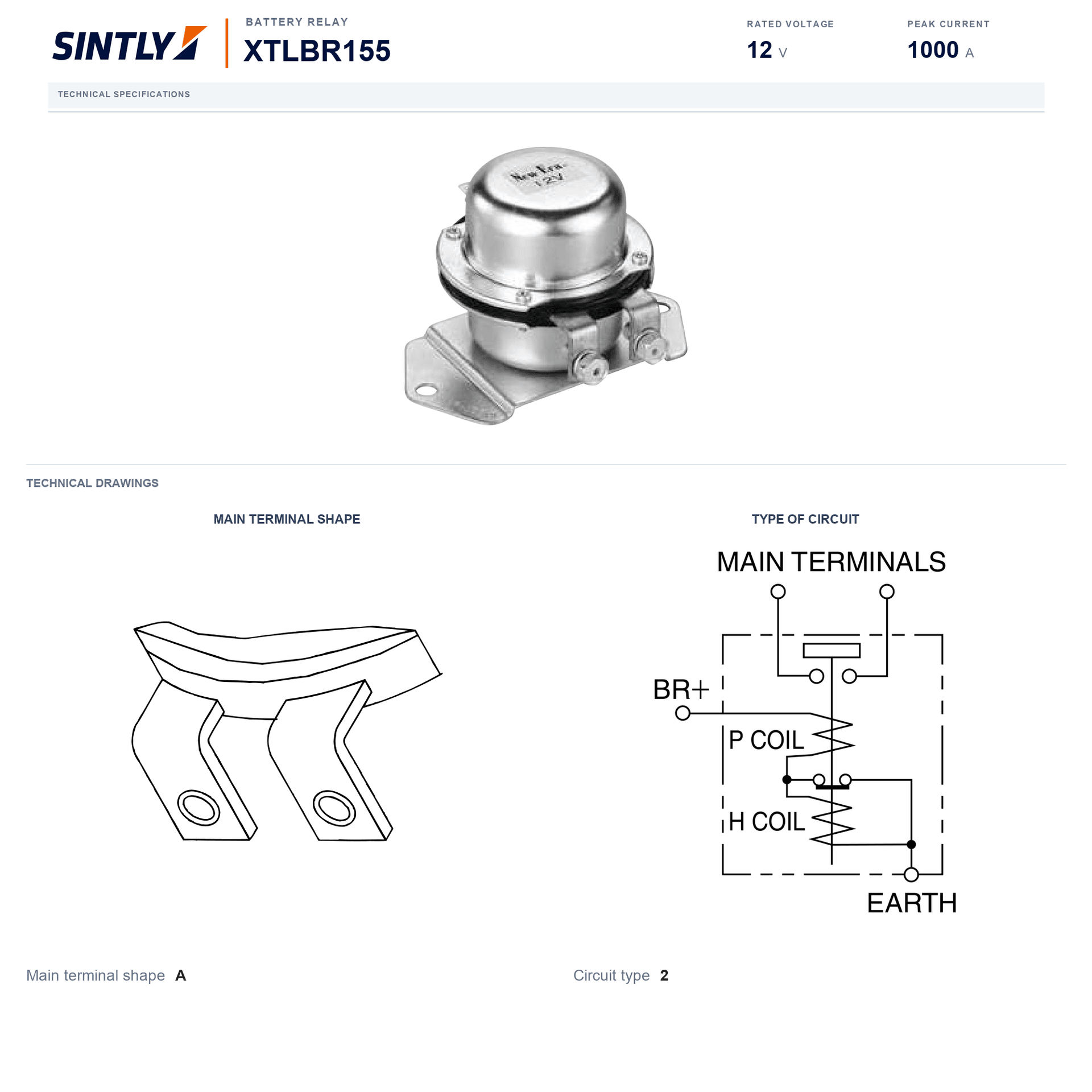 Relé de batería XTLBR155