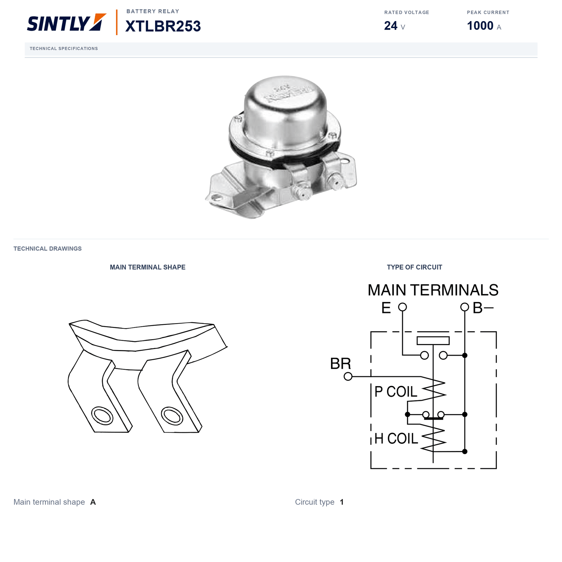 Relé de batería XTLBR253