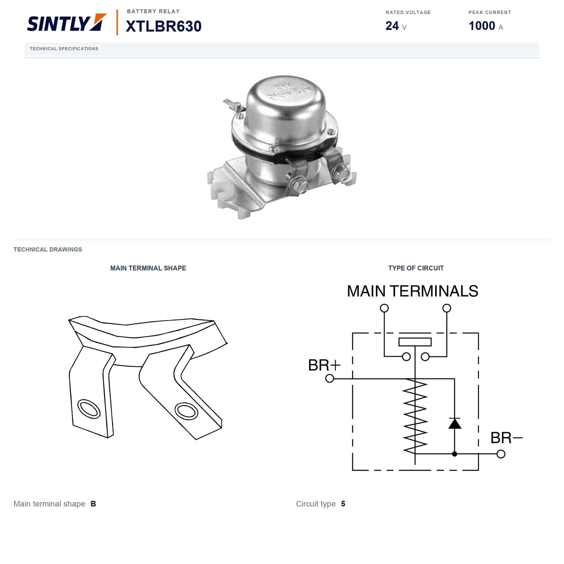 Relé de batería XTLBR630