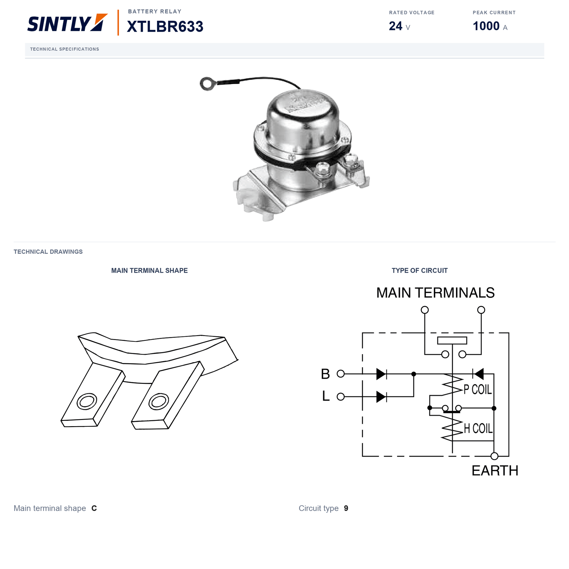 Relé de batería XTLBR633