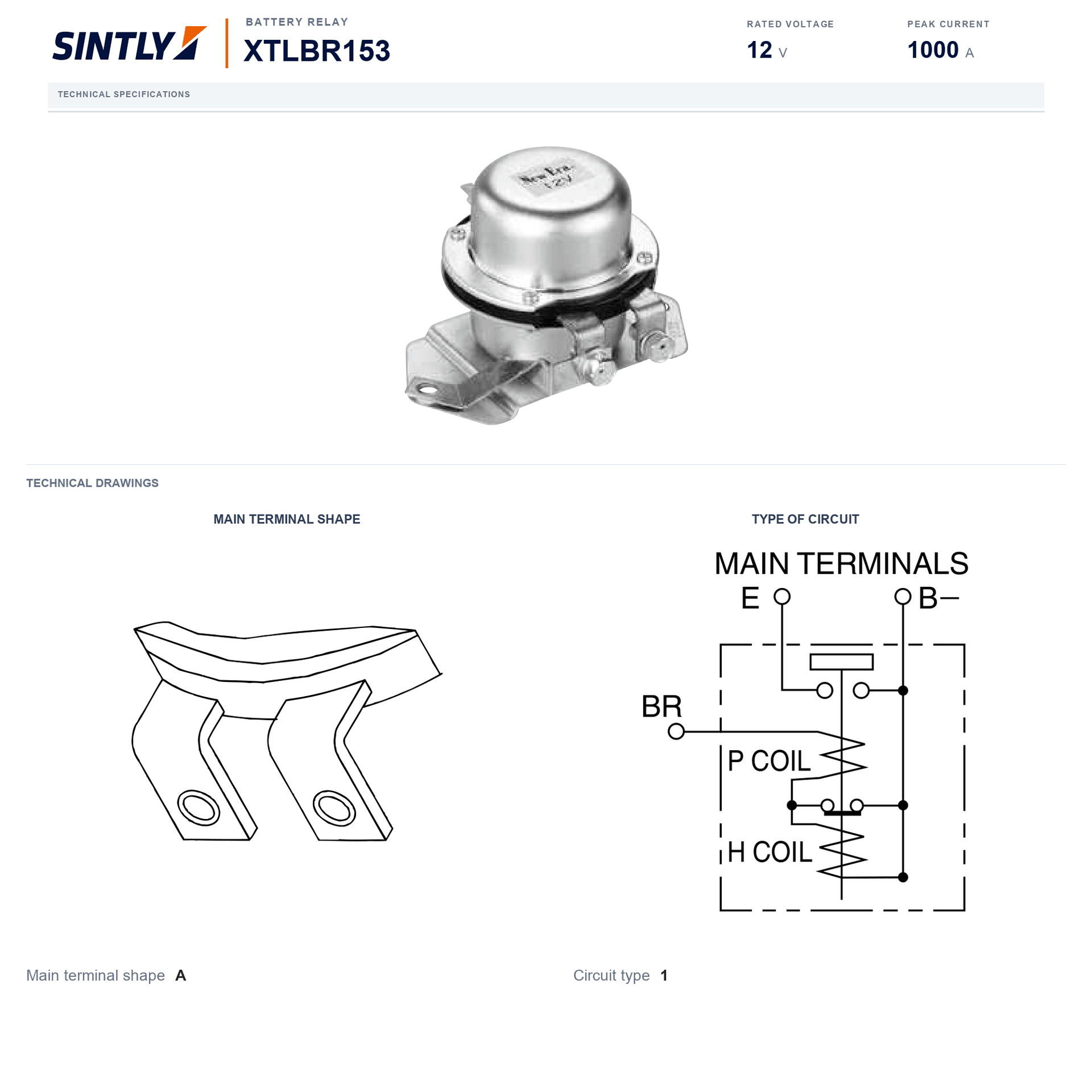 Relé de batería XTLBR153