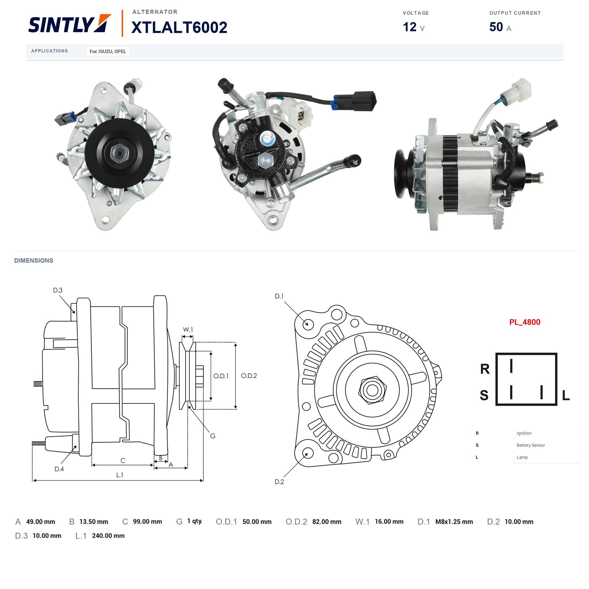 Alternator XTLALT6002