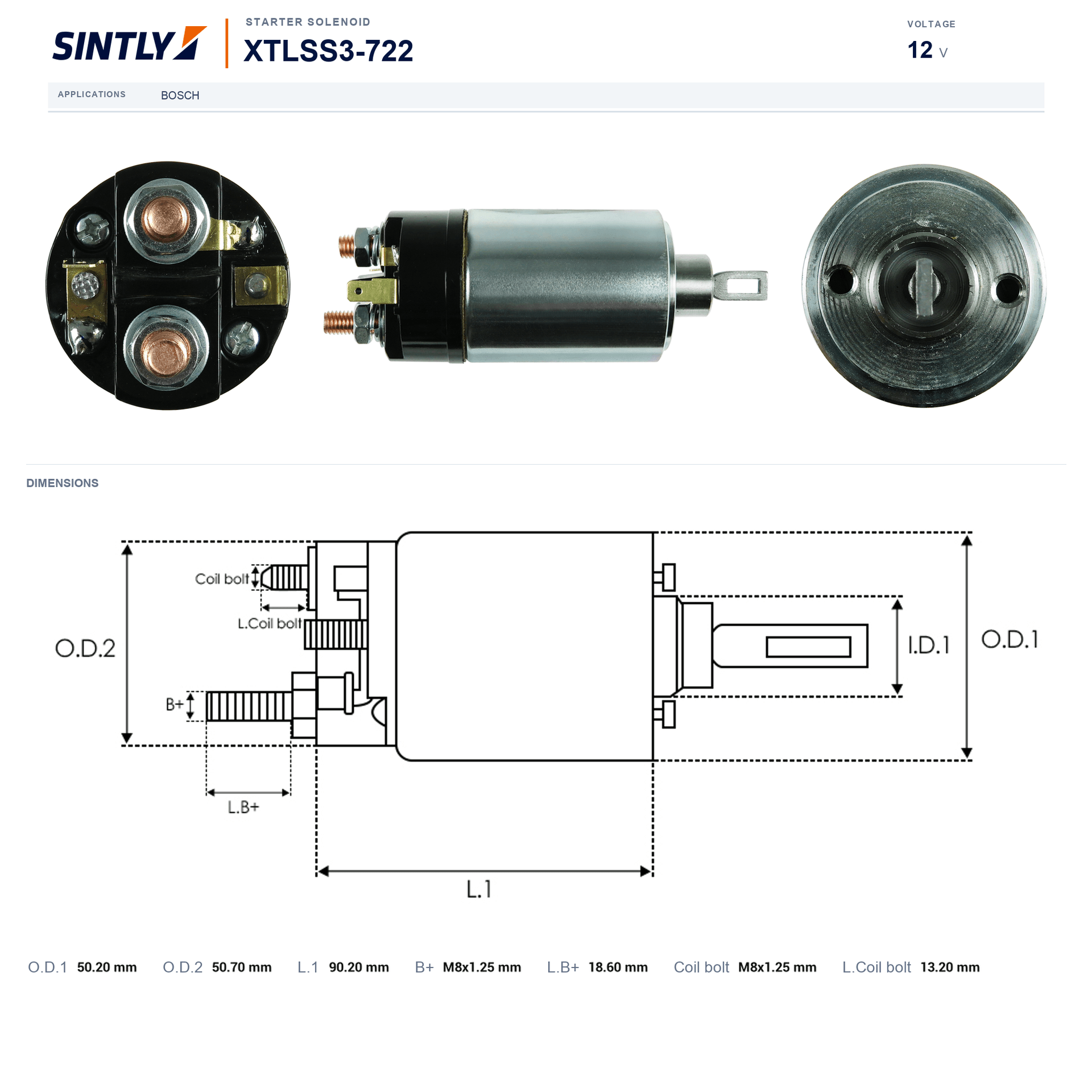 Starter Solenoid XTLSS3-722