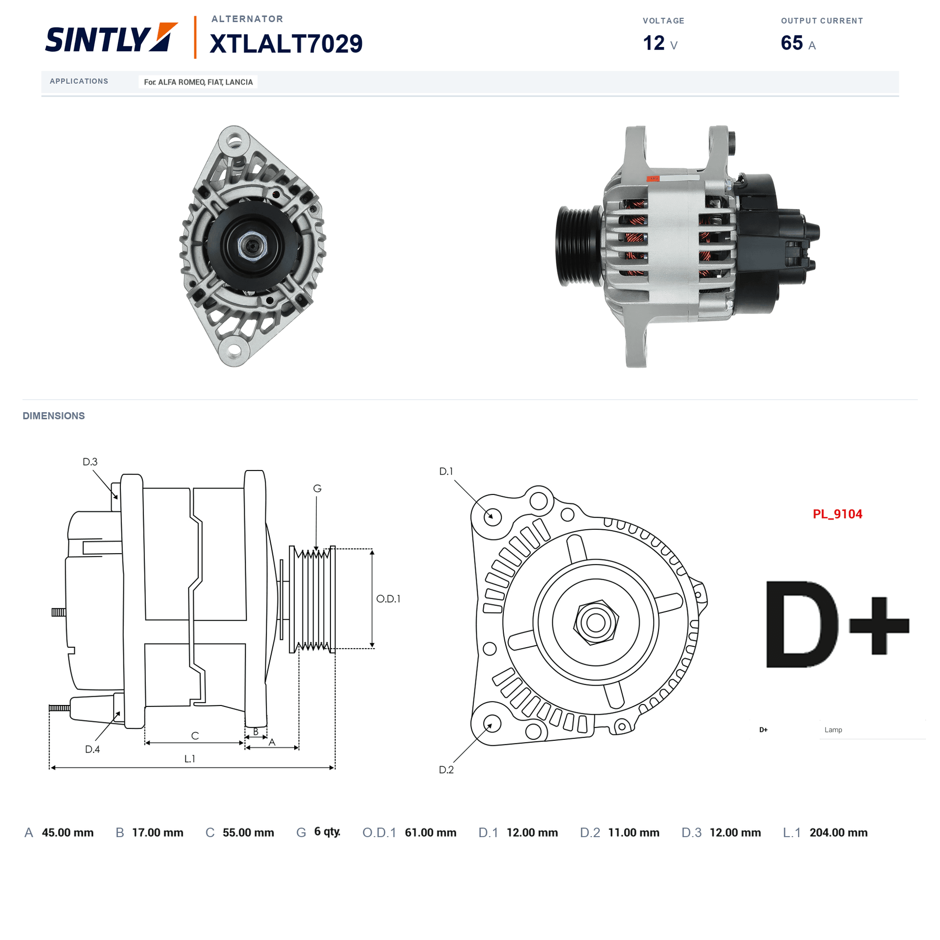 Alternator XTLALT7029