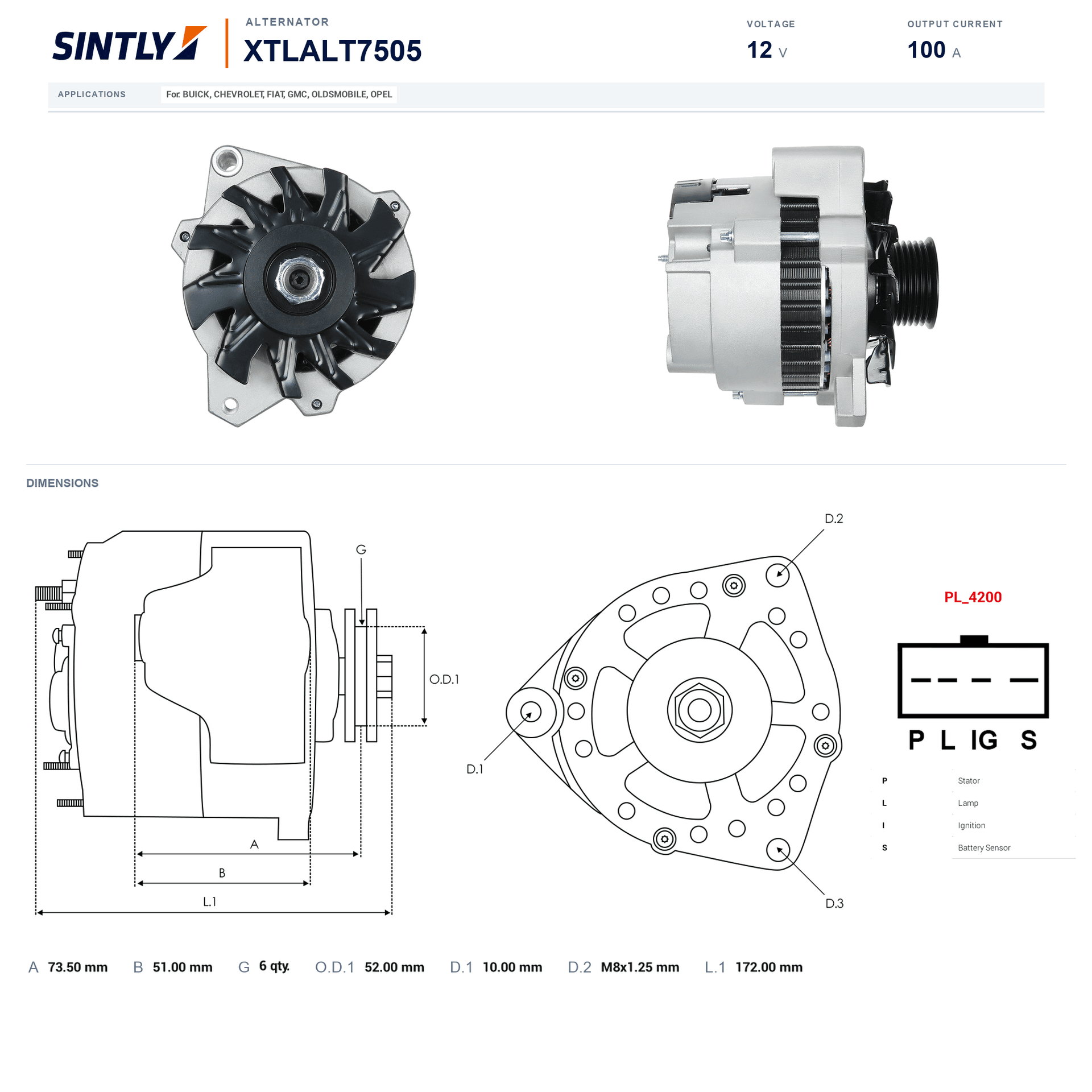 Alternator XTLALT7505