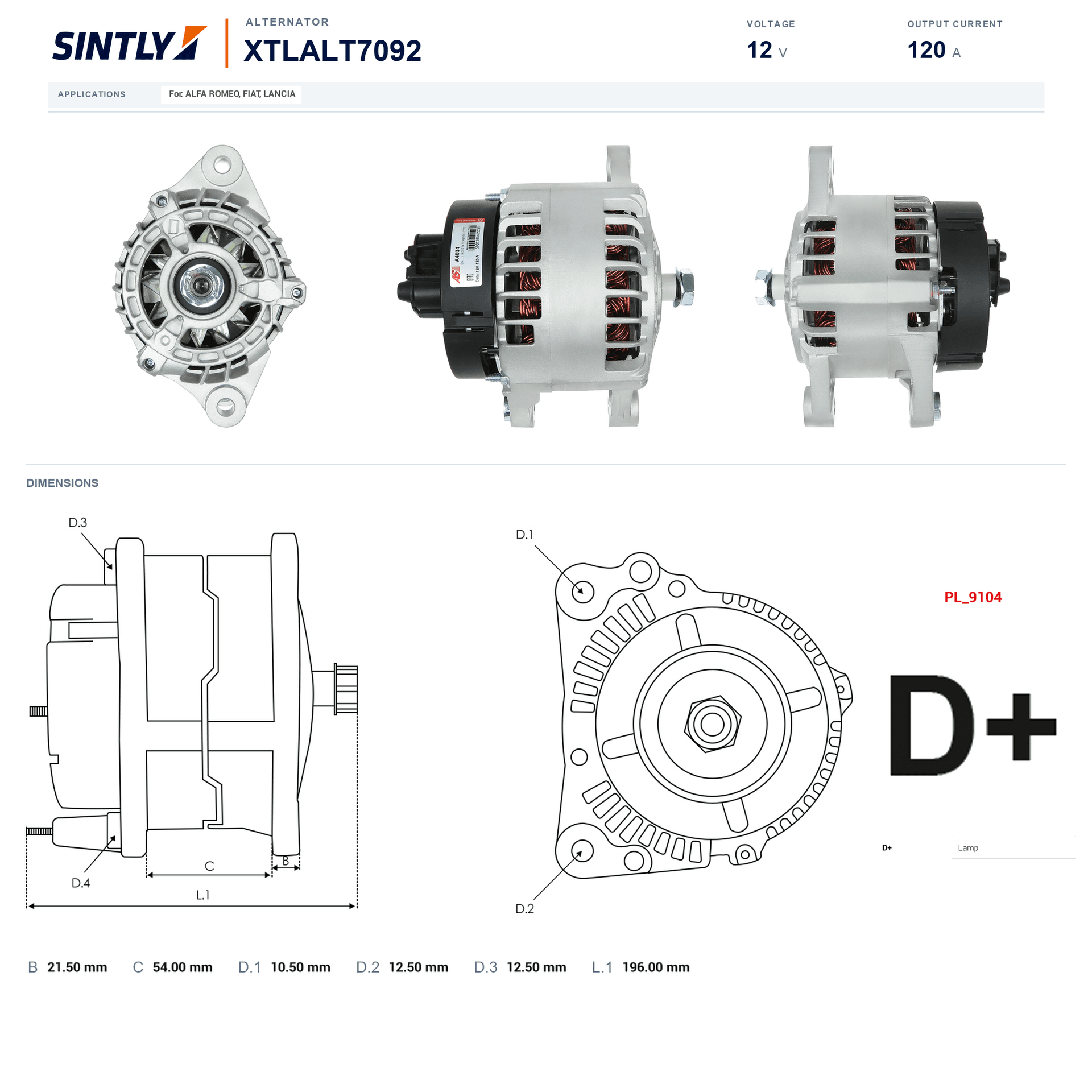 Alternator XTLALT7092