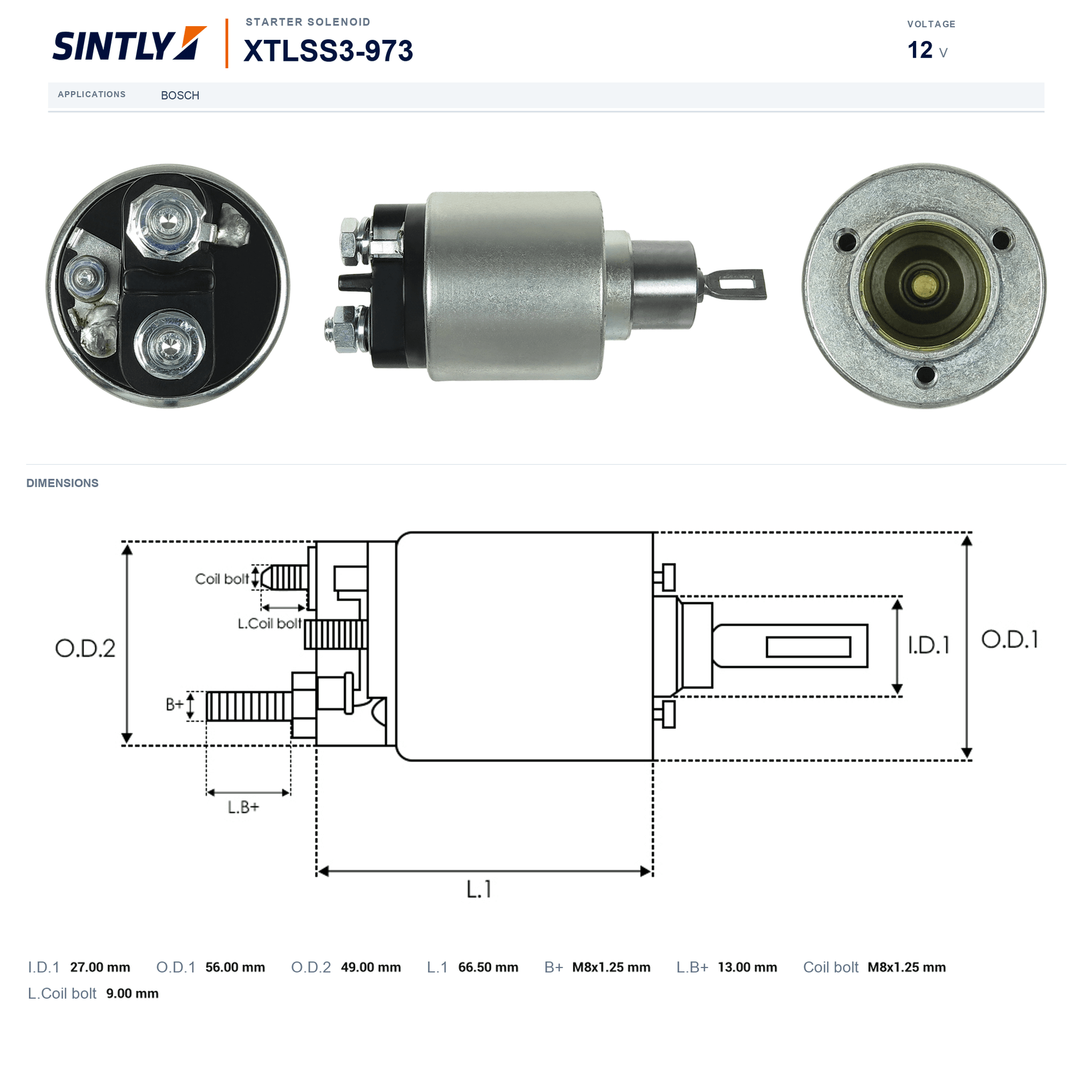Starter Solenoid XTLSS3-973