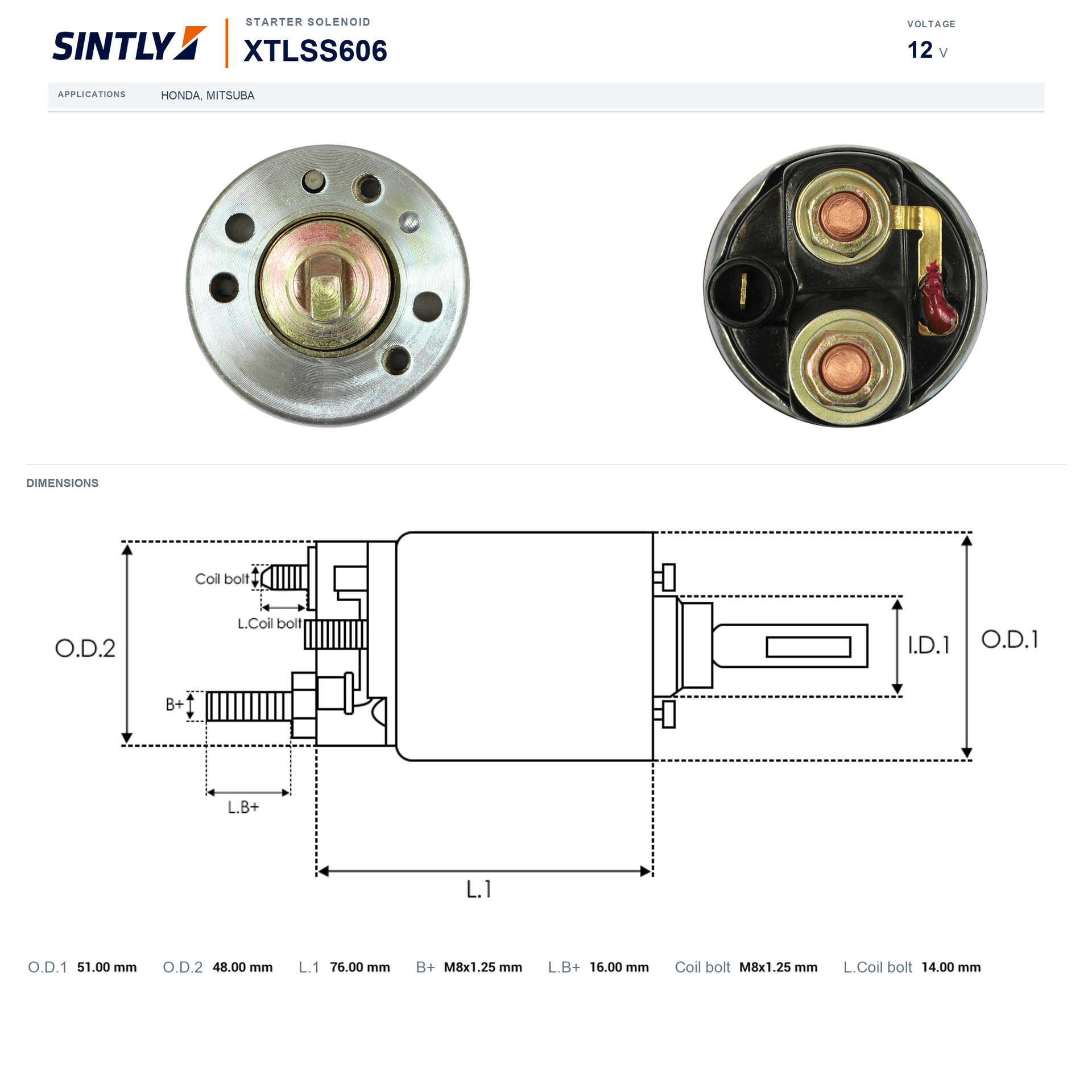 Starter Solenoid XTLSS606