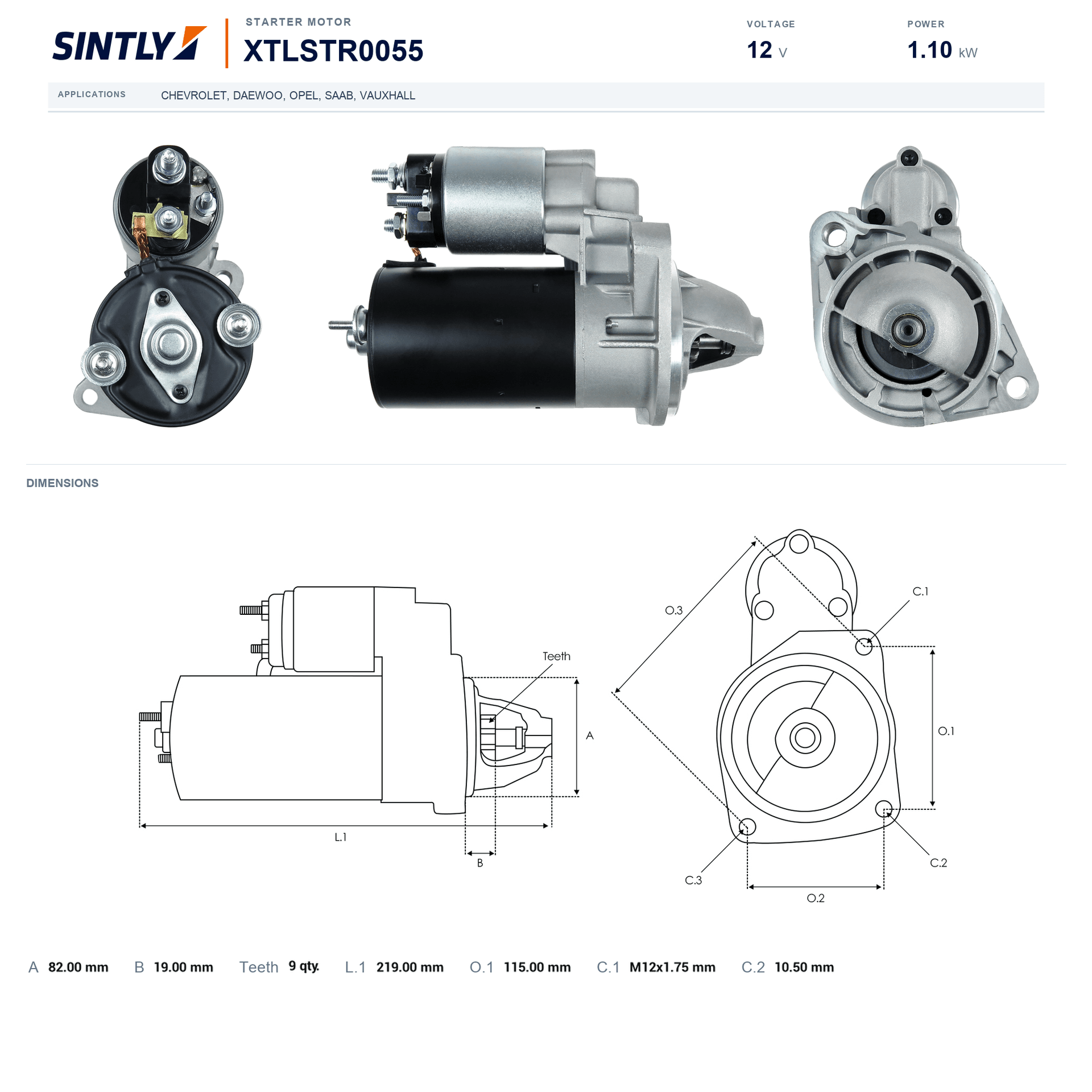 Motor de arranque XTLSTR0055