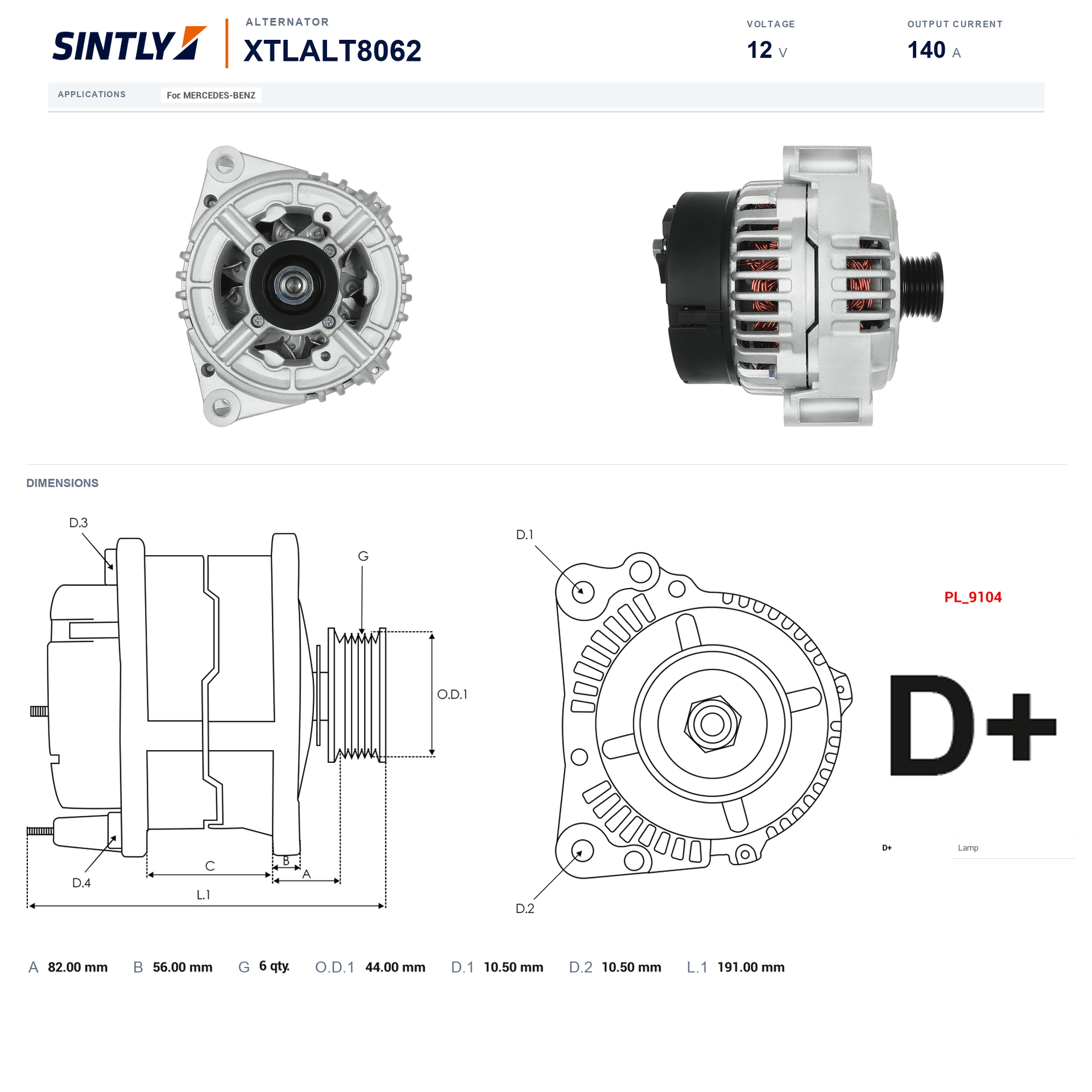 Alternator XTLALT8062