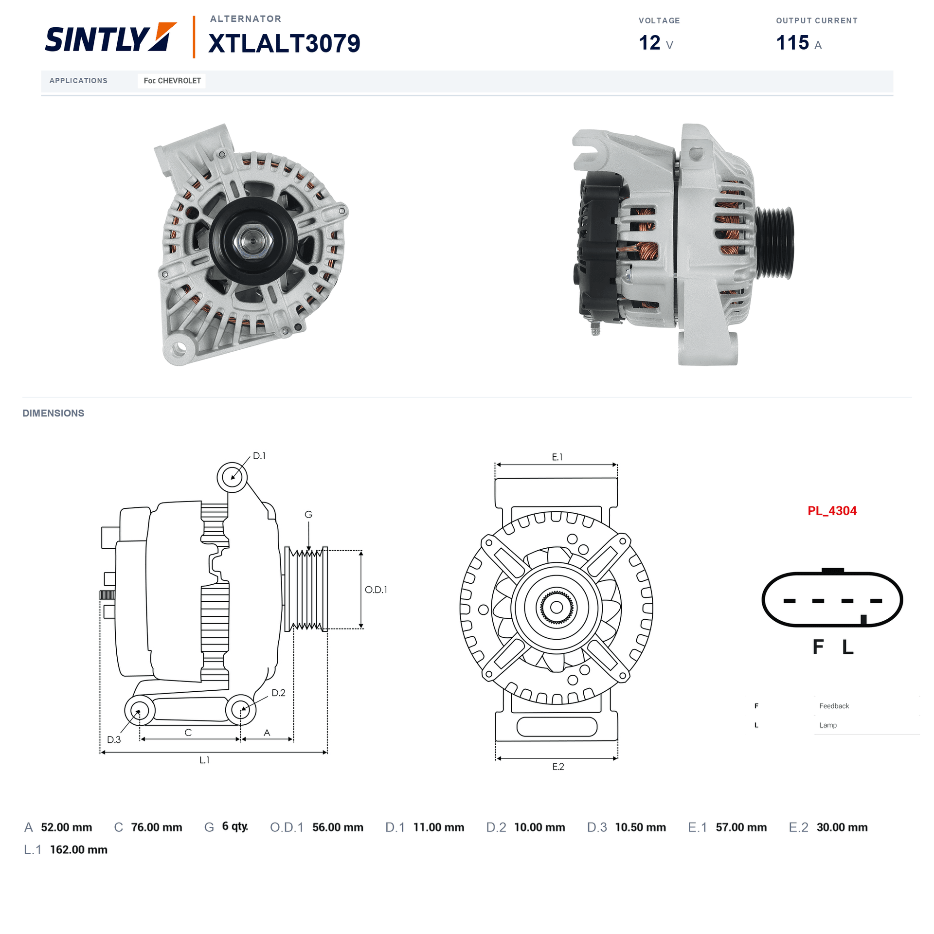 Alternator XTLALT3079