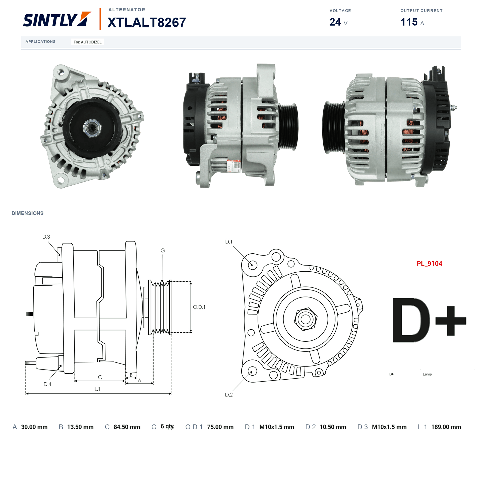 Alternator XTLALT8267