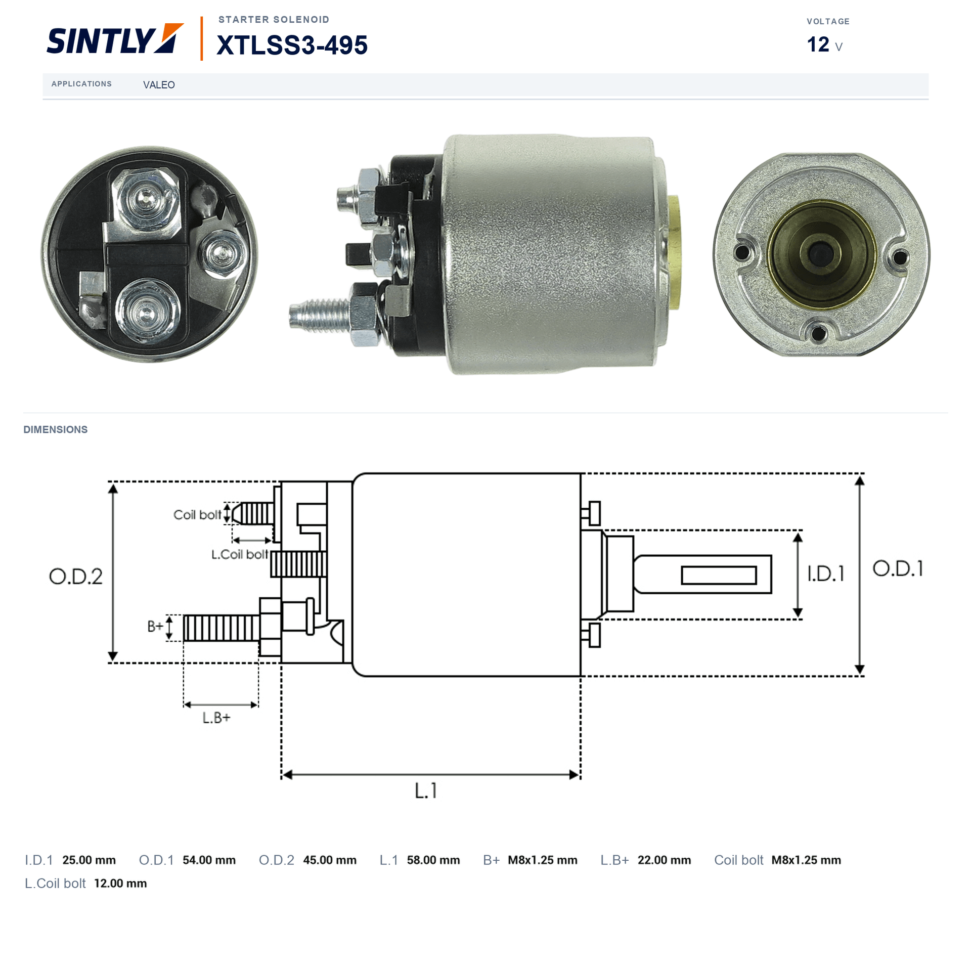 Starter Solenoid XTLSS3-495