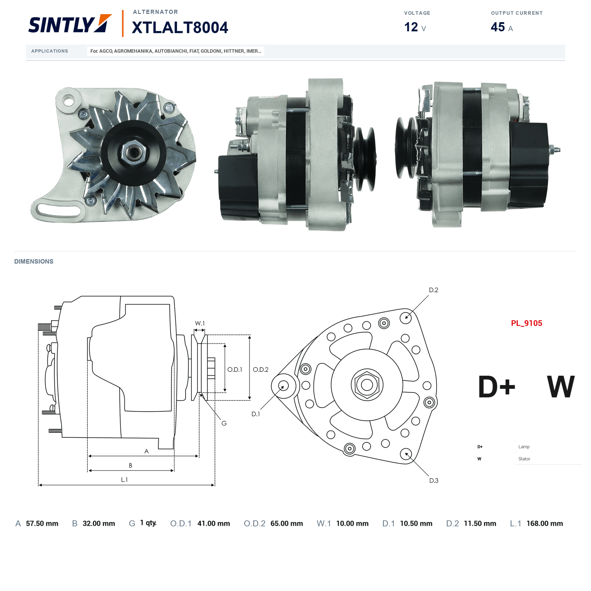 Alternator XTLALT8004