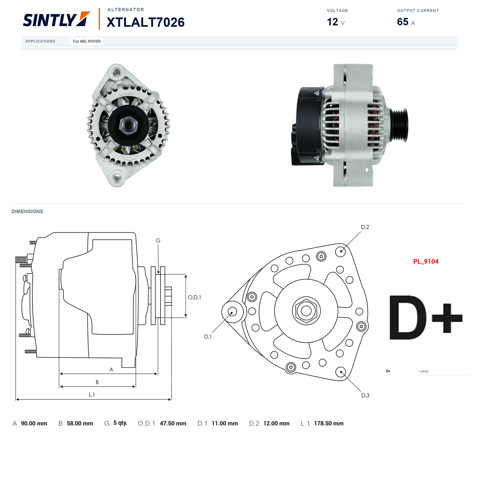 Alternator XTLALT7026