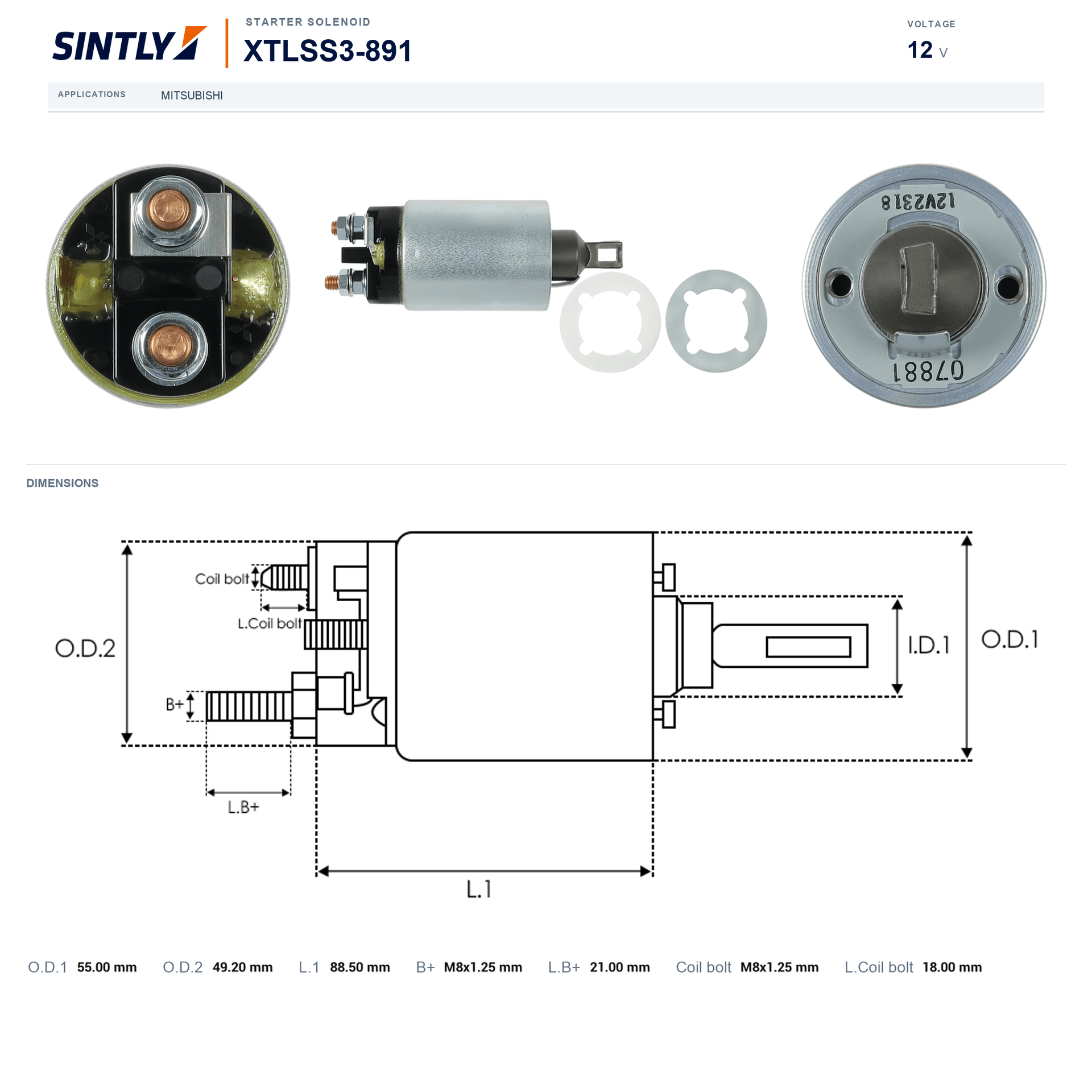 Starter Solenoid XTLSS3-891