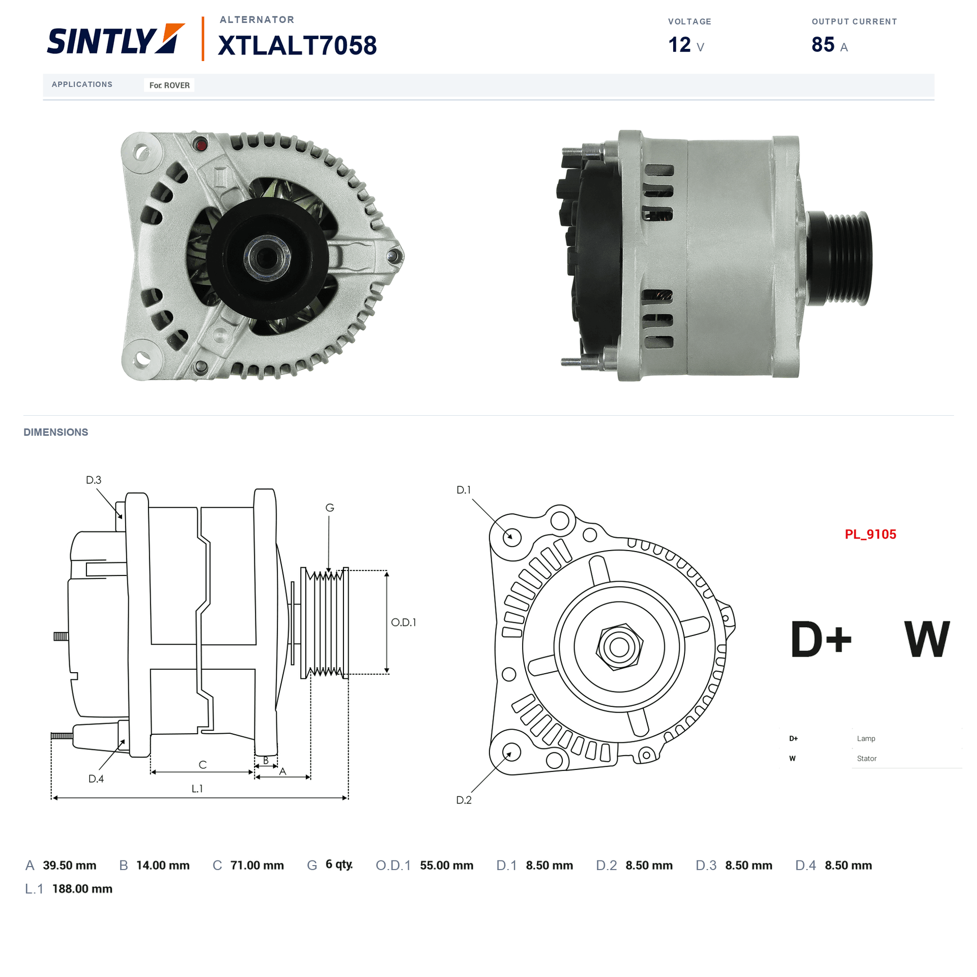 Alternator XTLALT7058