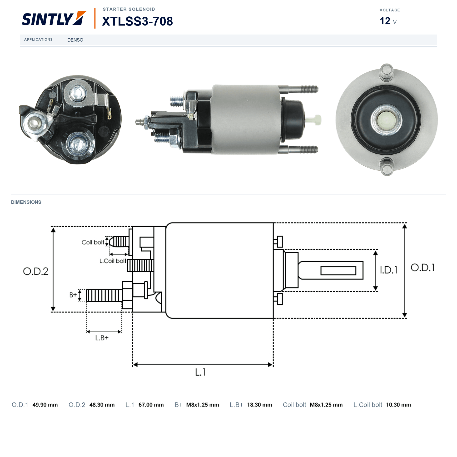 Starter Solenoid XTLSS3-708