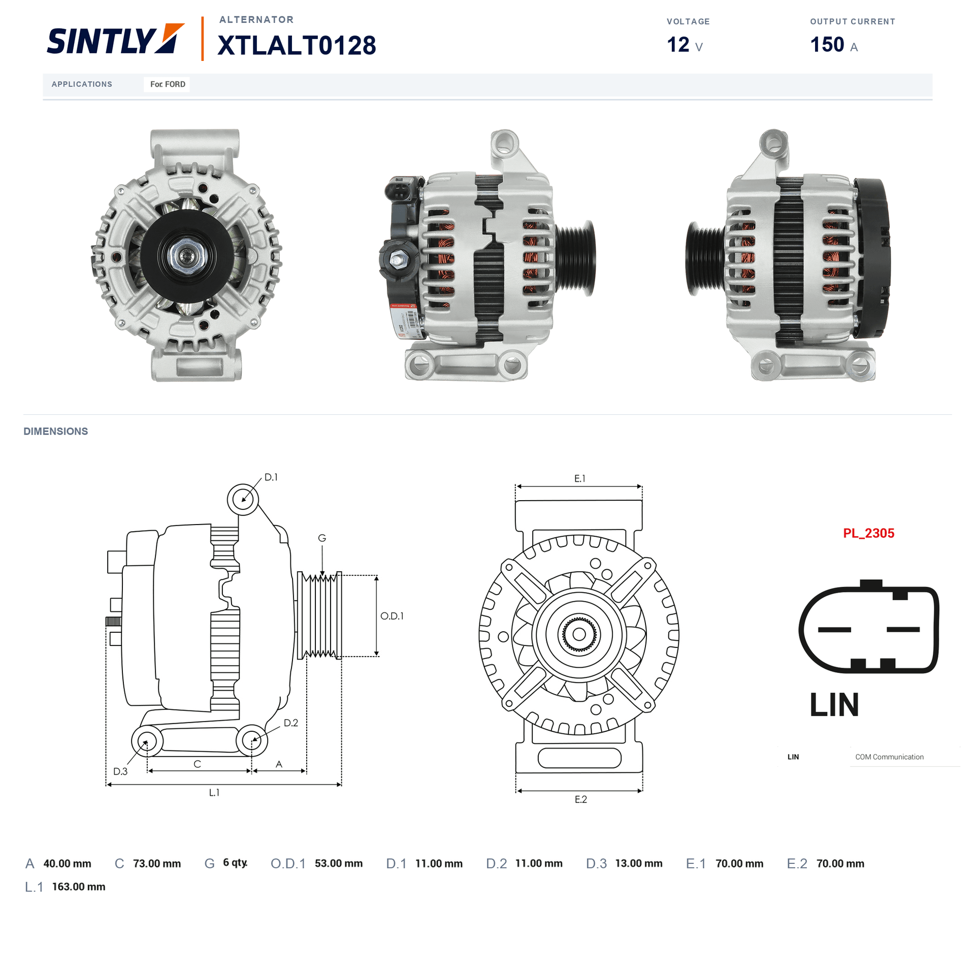 Alternator XTLALT0128