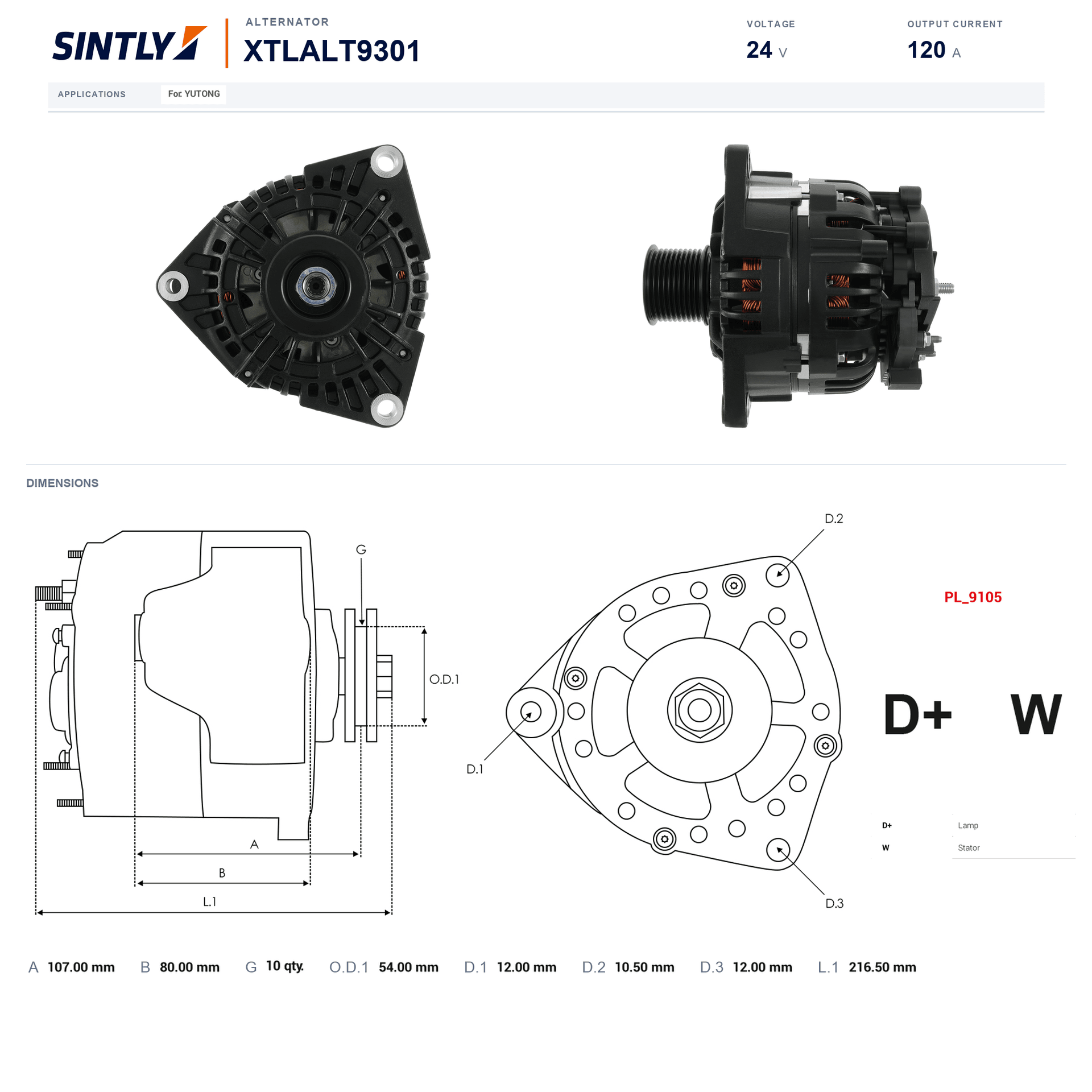 Alternator XTLALT9301