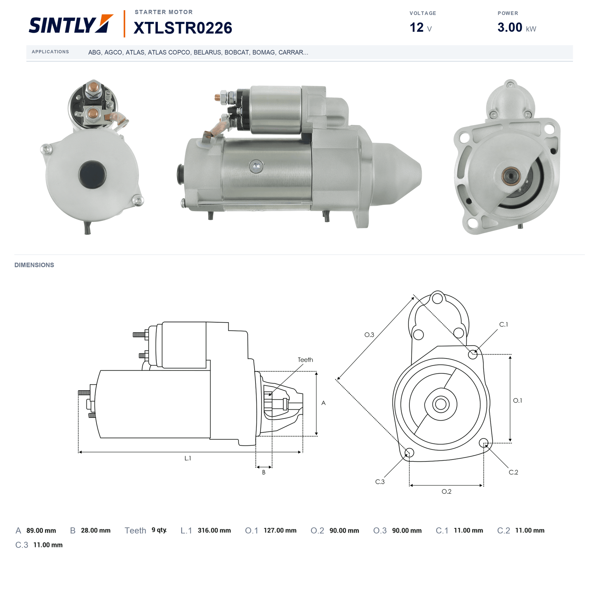 Motor de arranque XTLSTR0226