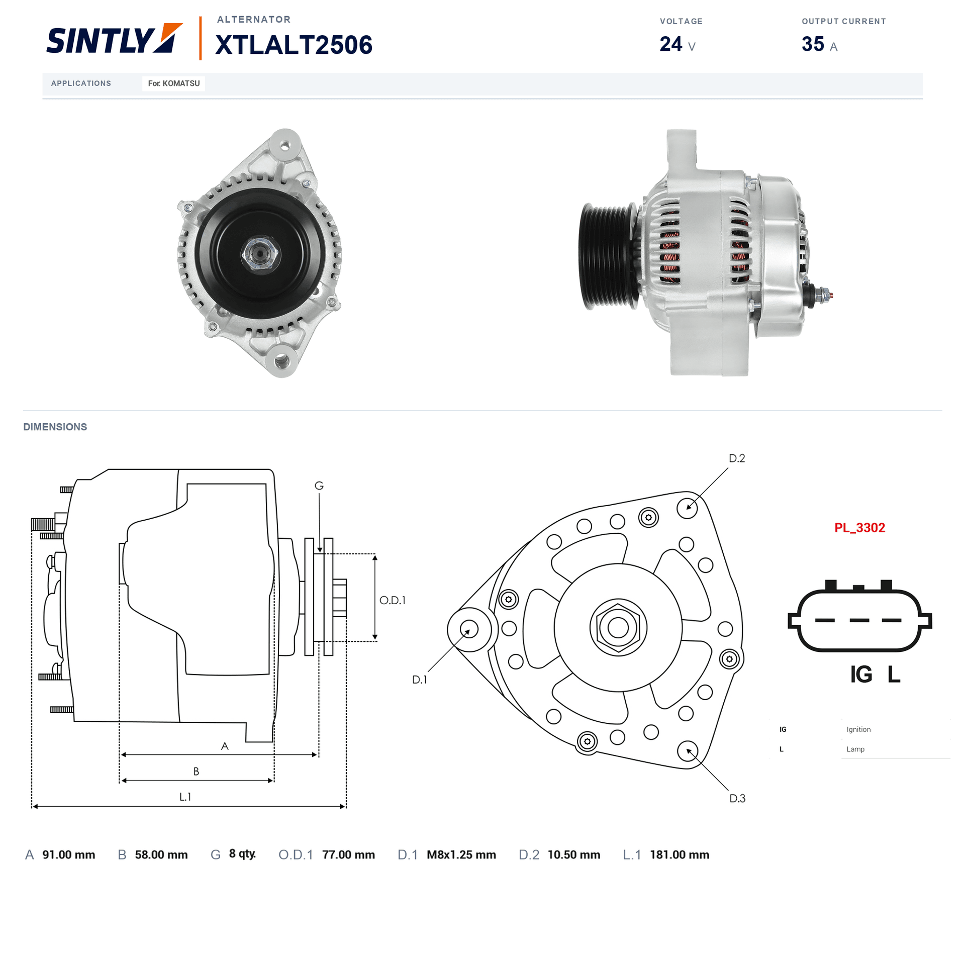 Alternator XTLALT2506