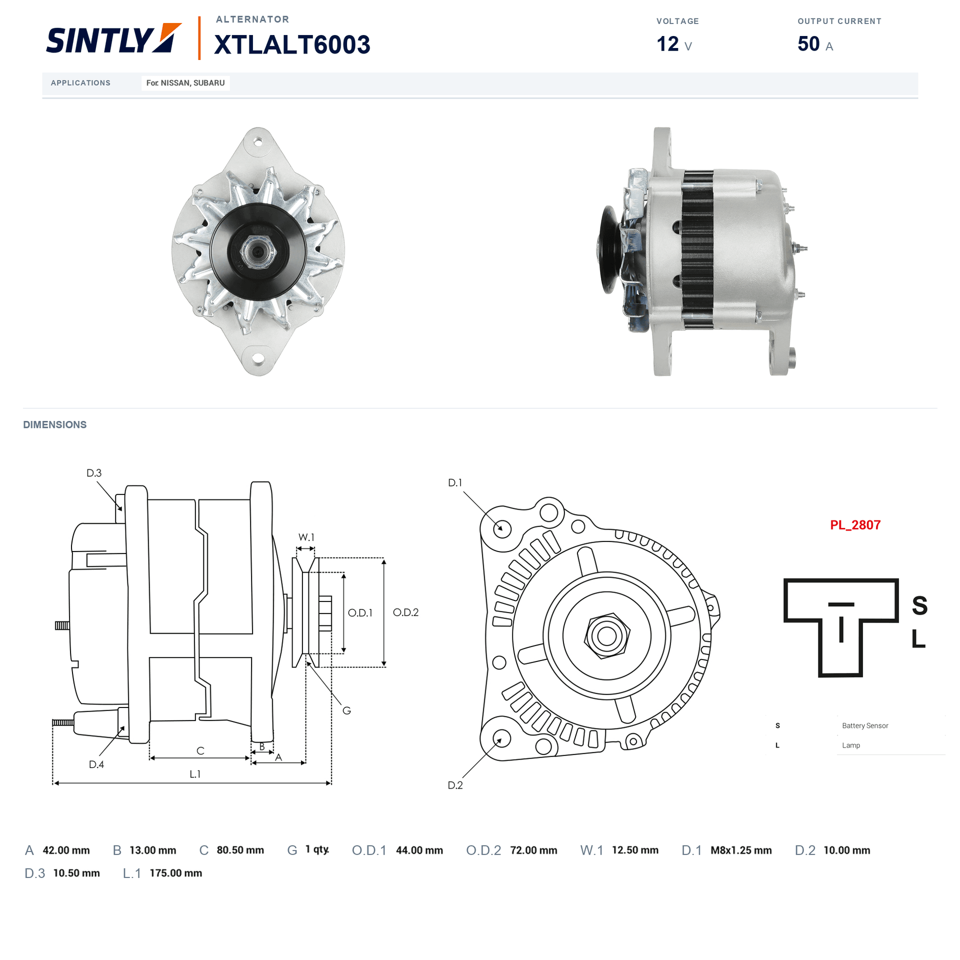 Alternator XTLALT6003