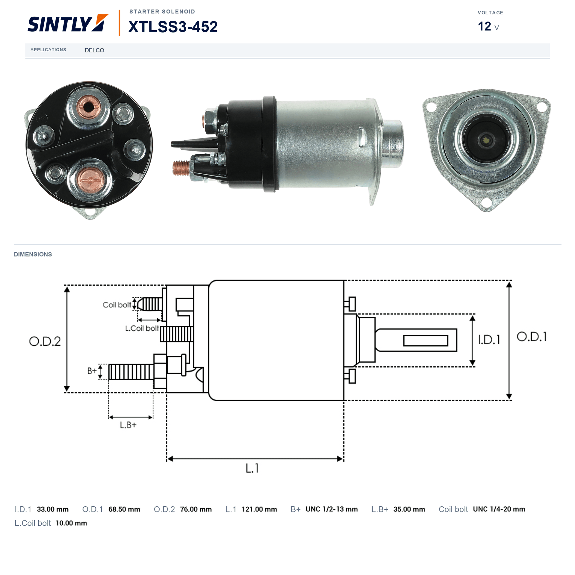 Starter Solenoid XTLSS3-452