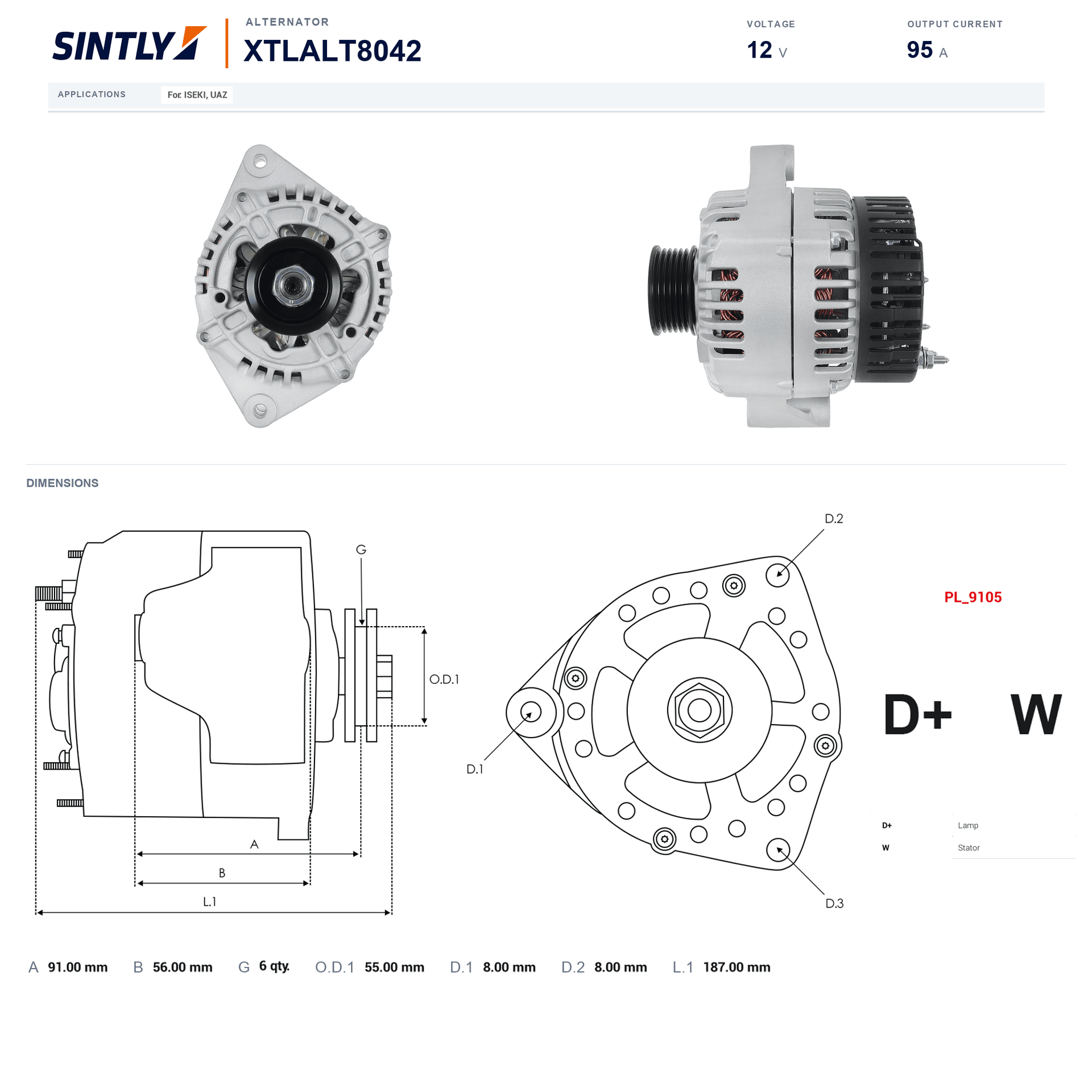 Alternator XTLALT8042