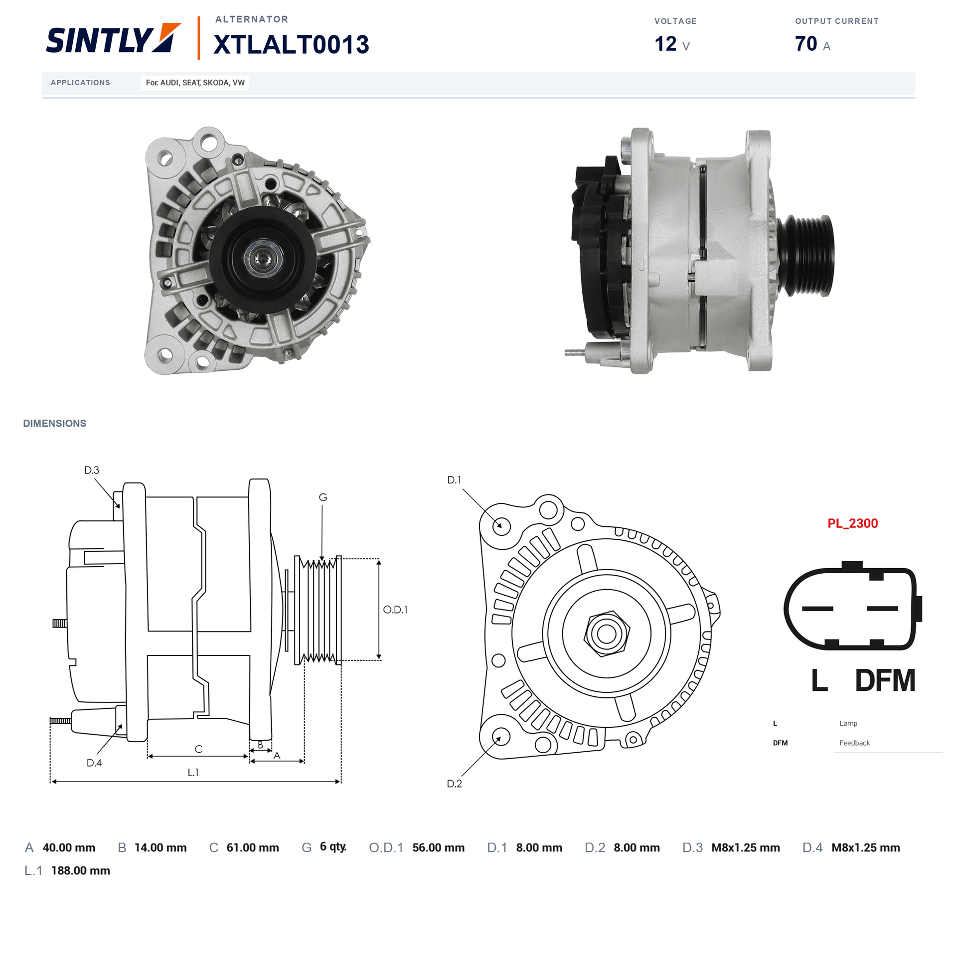 Alternator XTLALT0013