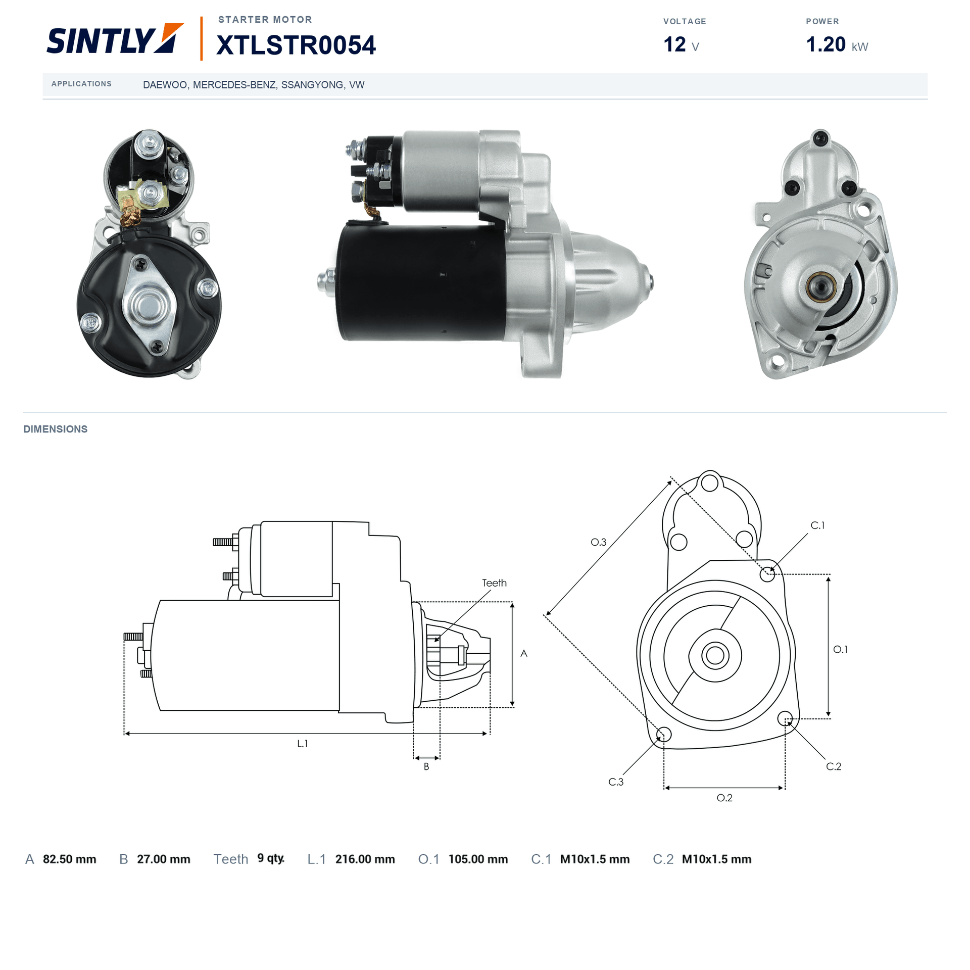 Motor de arranque XTLSTR0054