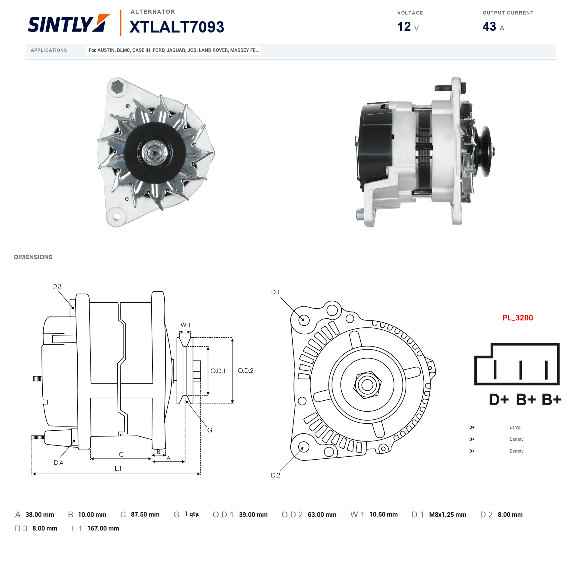 Alternator XTLALT7093