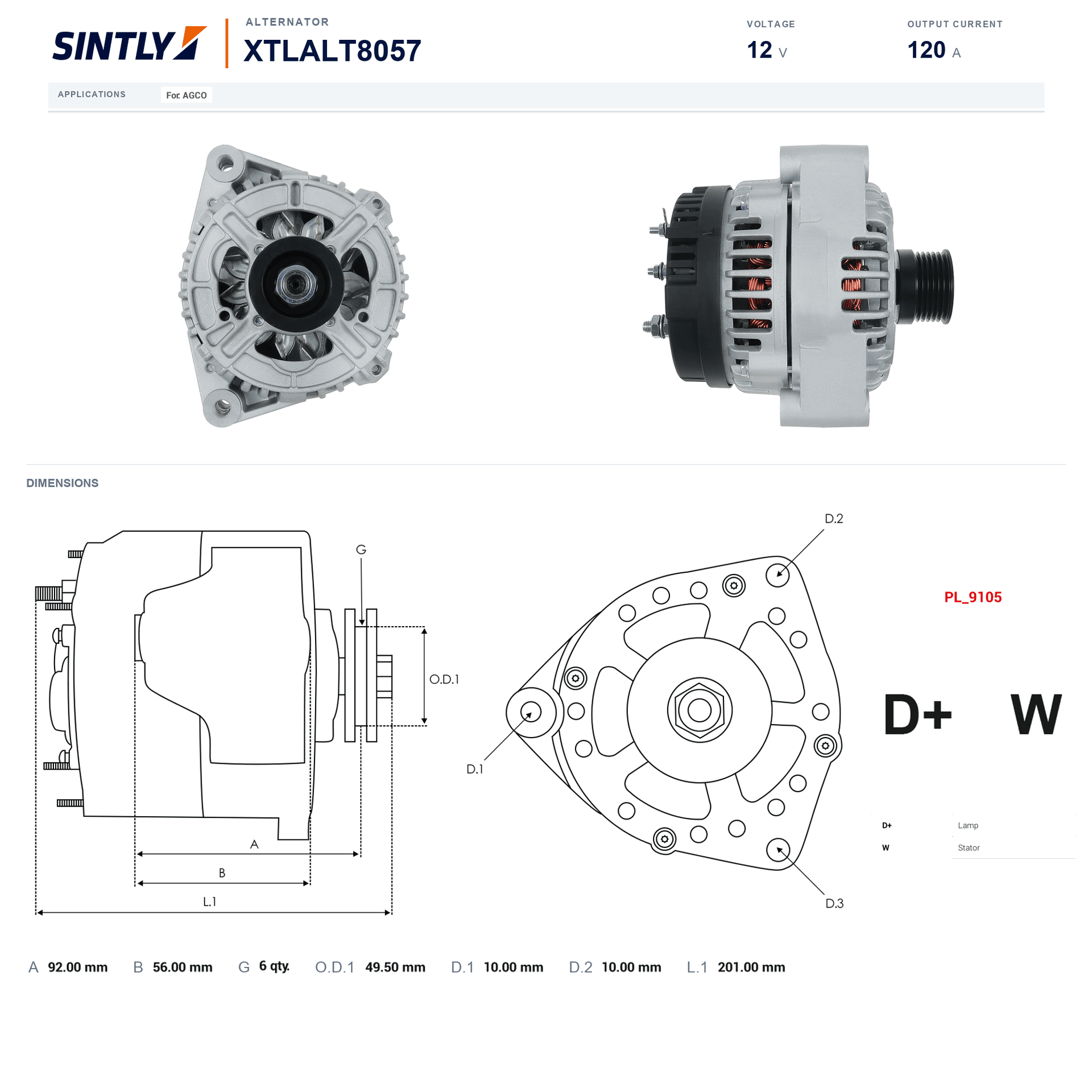 Alternator XTLALT8057