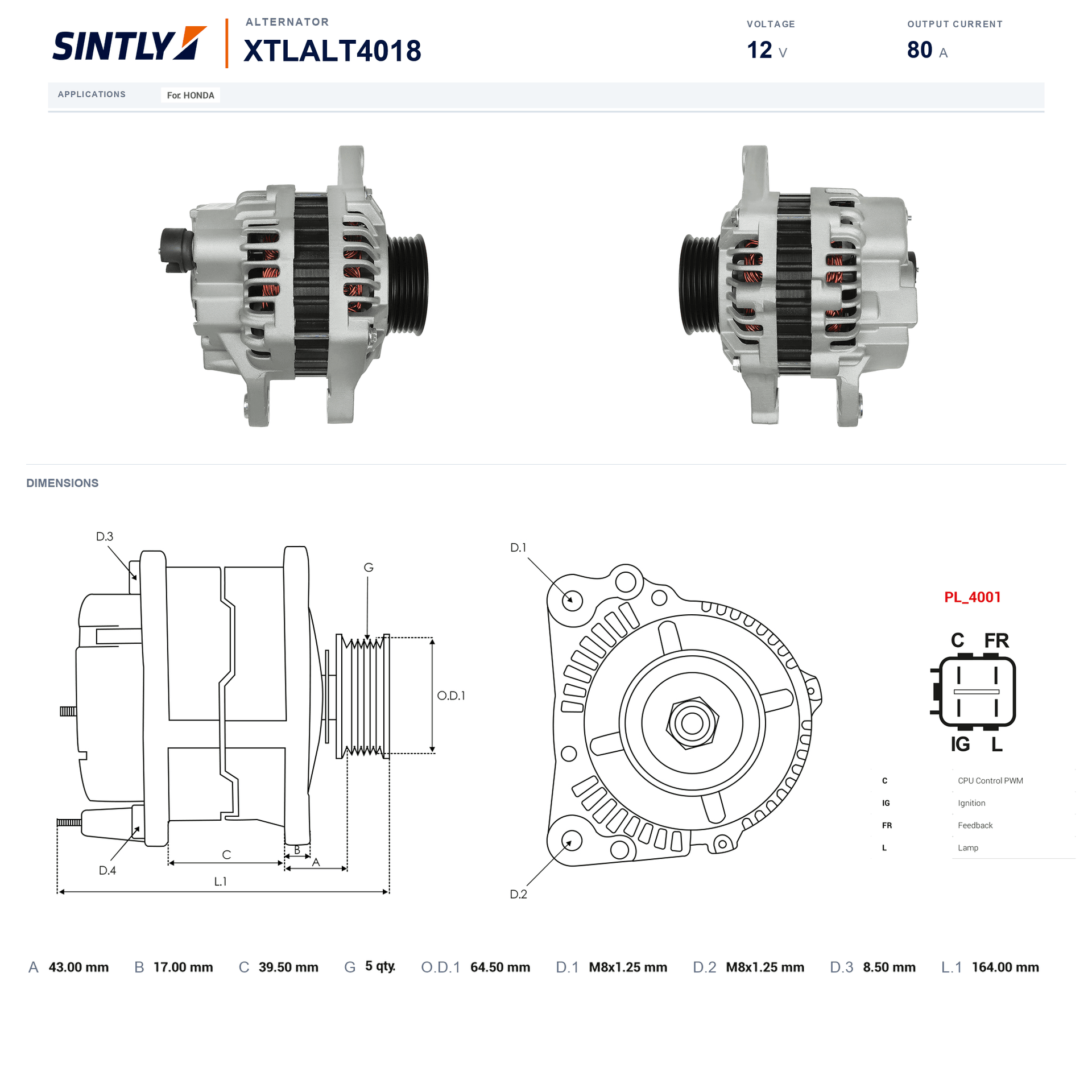 Alternator XTLALT4018
