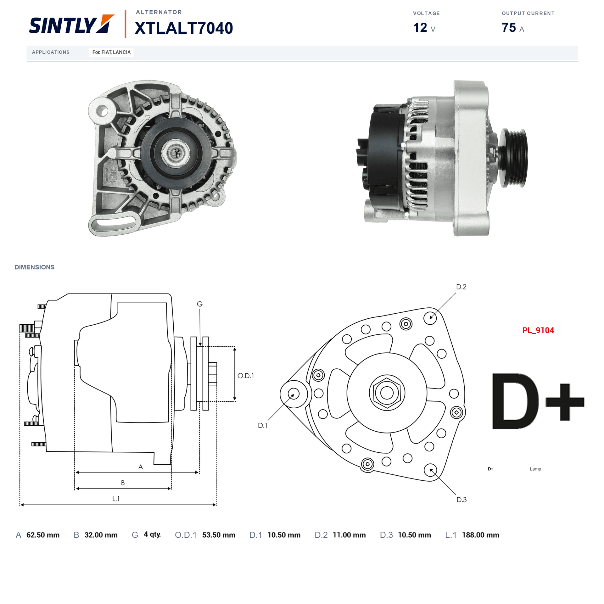 Alternator XTLALT7040