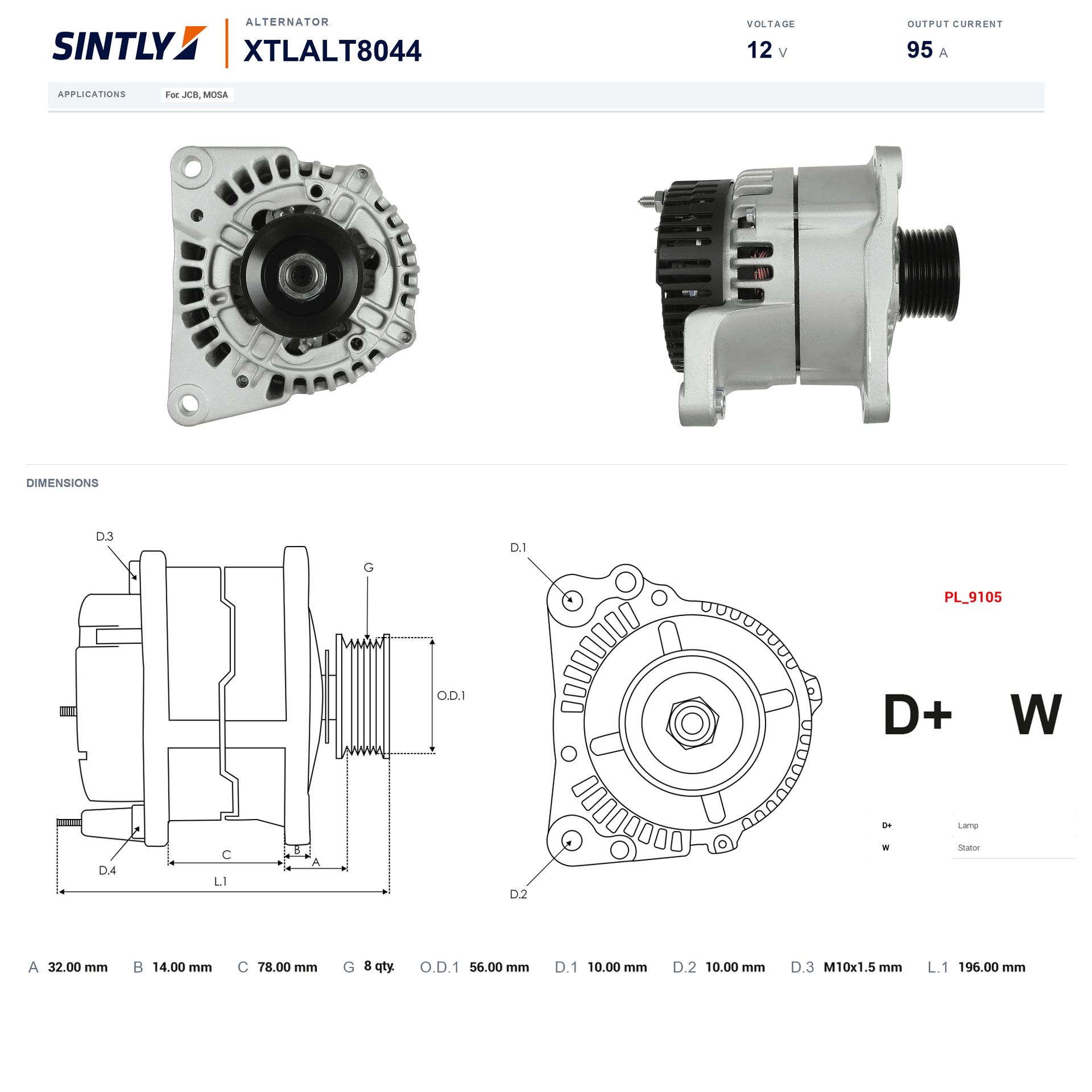 Alternator XTLALT8044