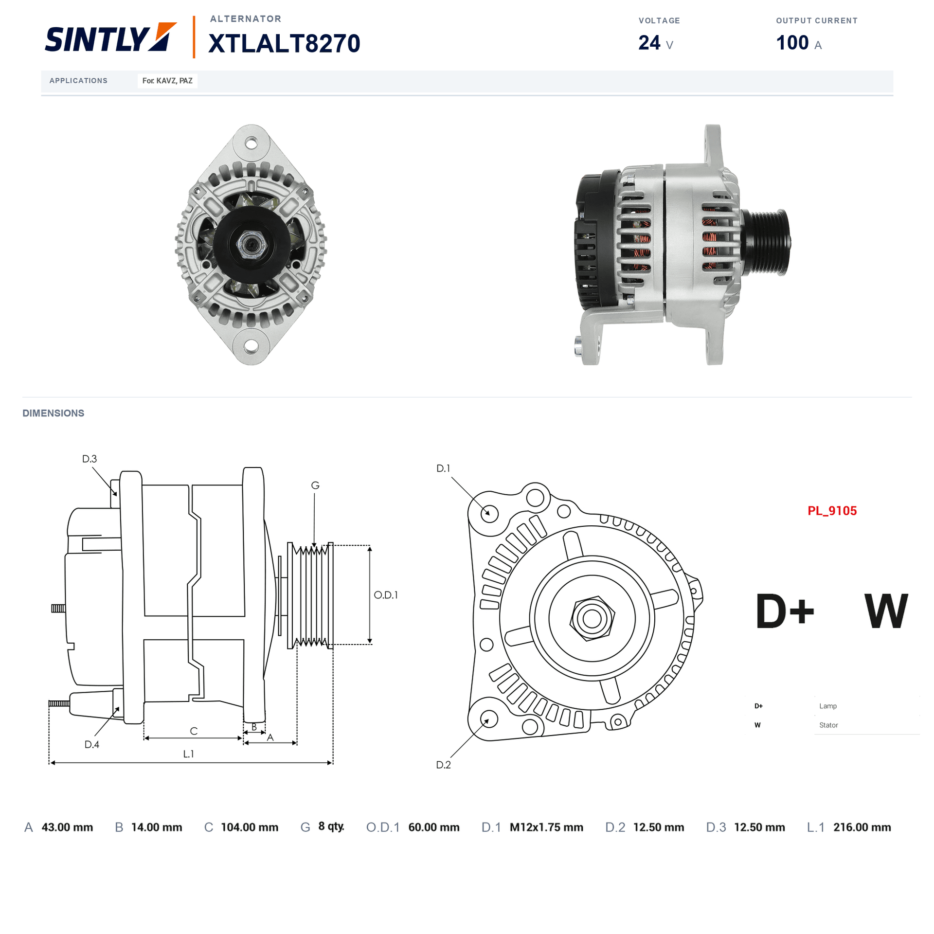 Alternator XTLALT8270