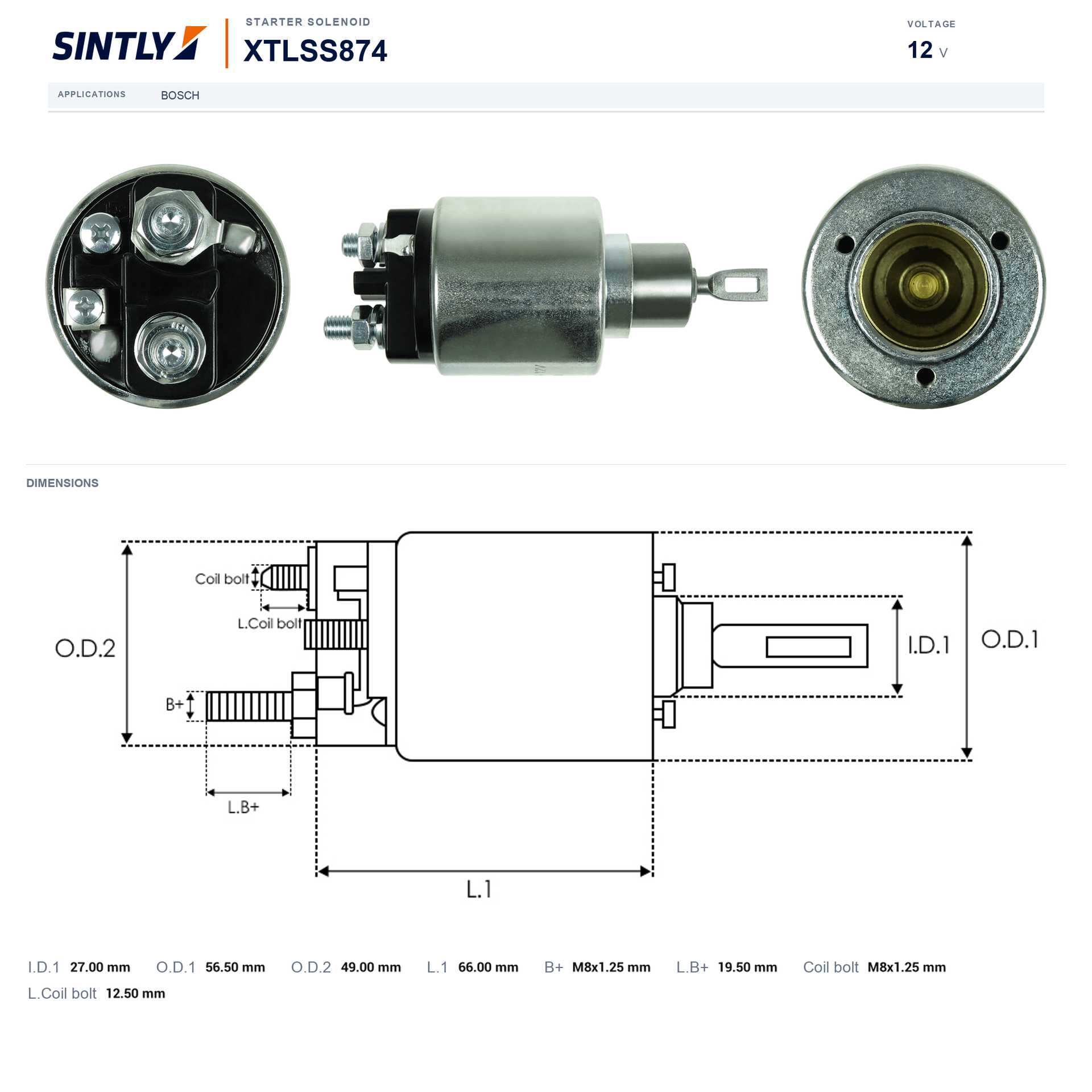 Solenoide de arranque XTLSS874