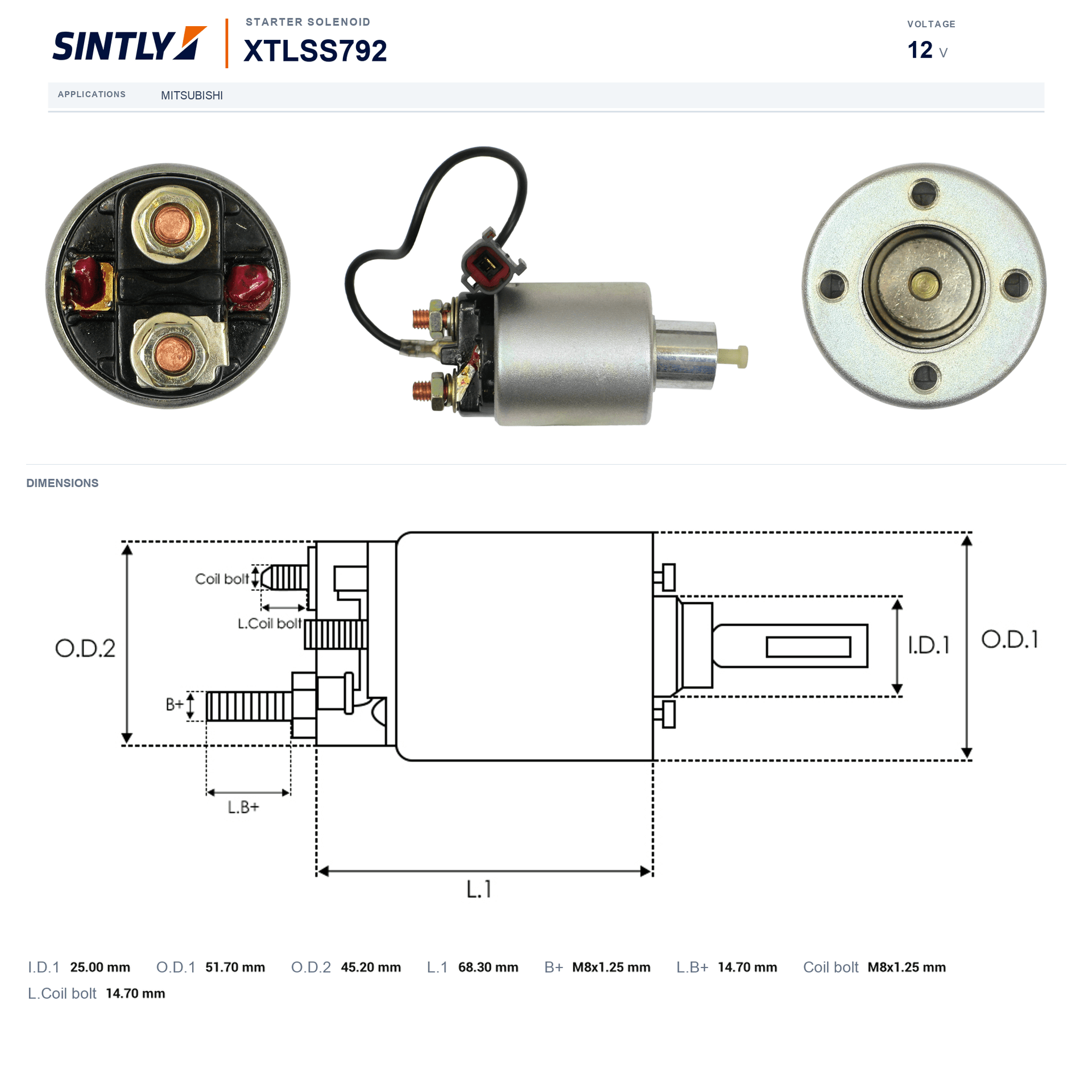 Starter Solenoid XTLSS792