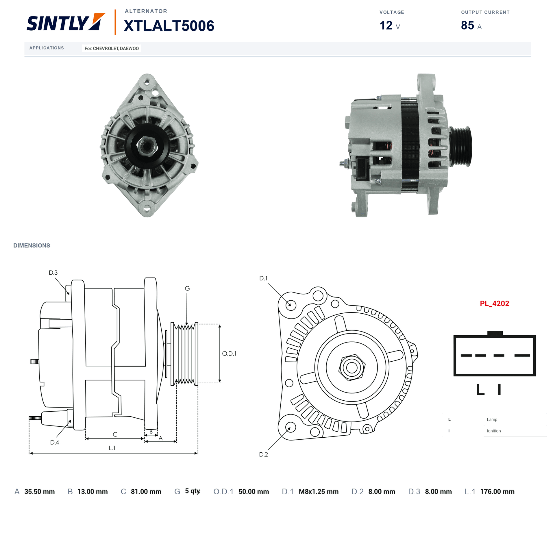 Alternator XTLALT5006