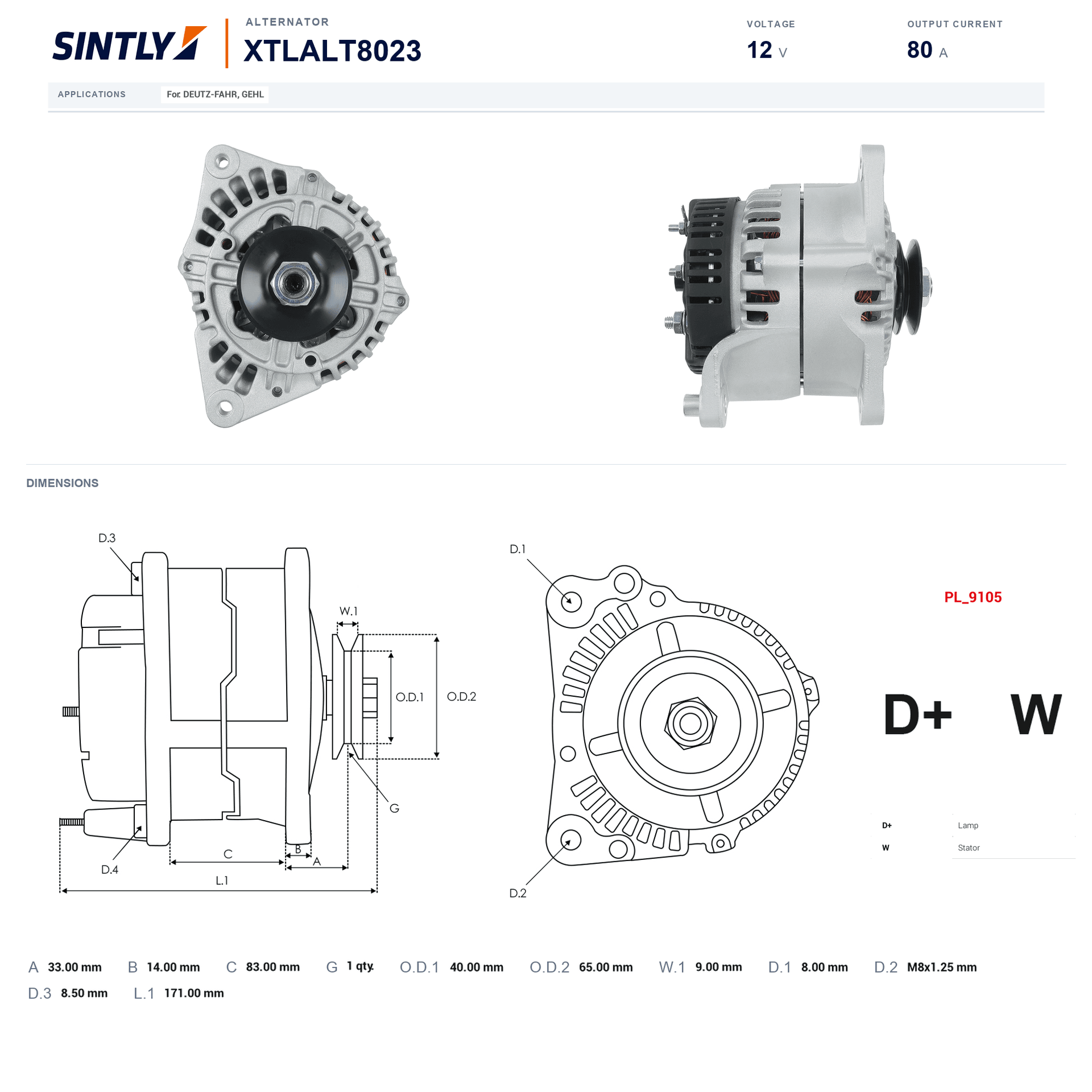 Alternator XTLALT8023