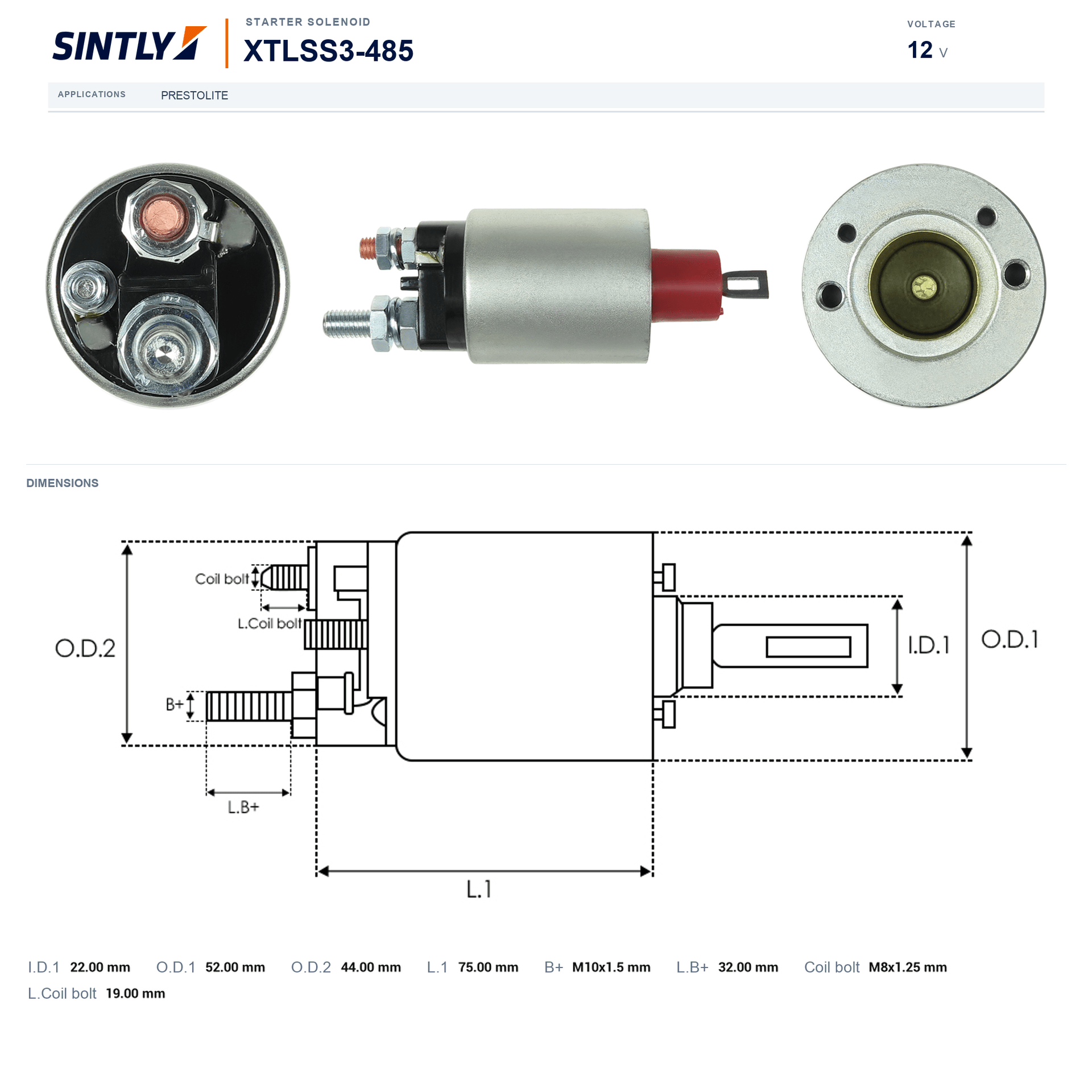 Starter Solenoid XTLSS3-485