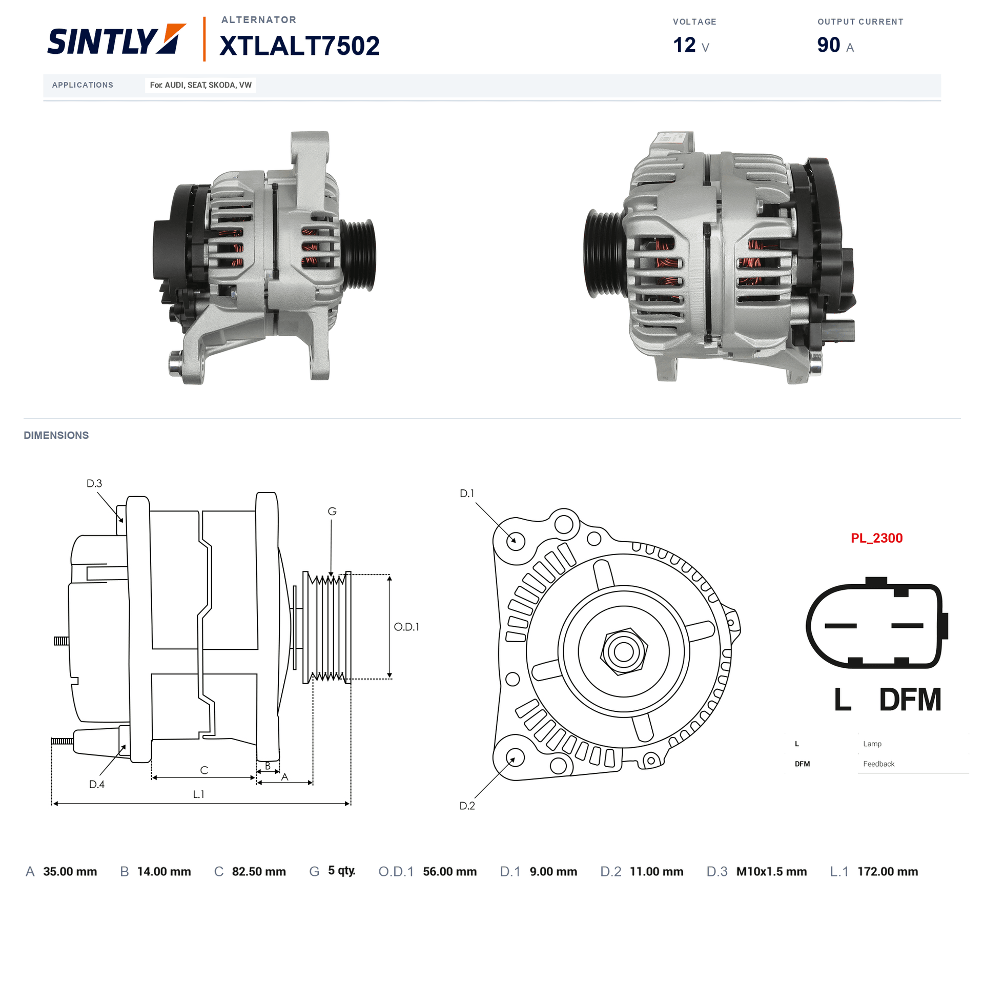 Alternator XTLALT7502