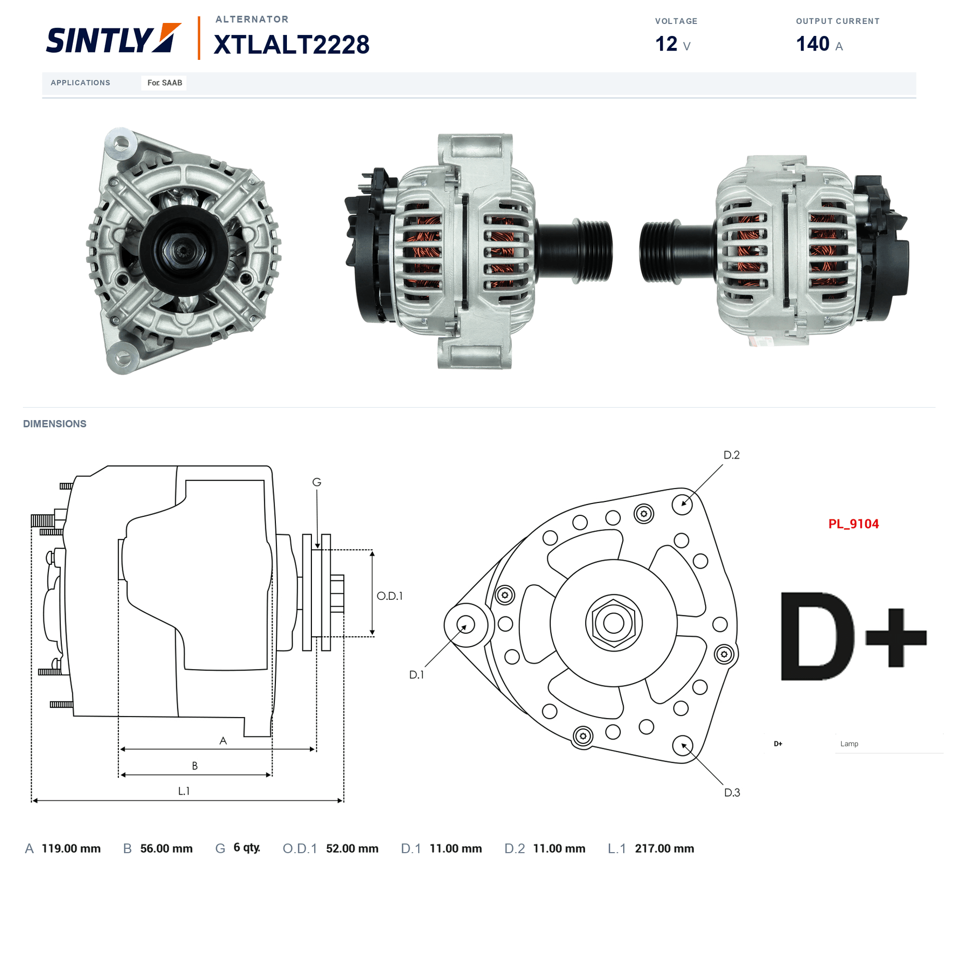Alternator XTLALT2228