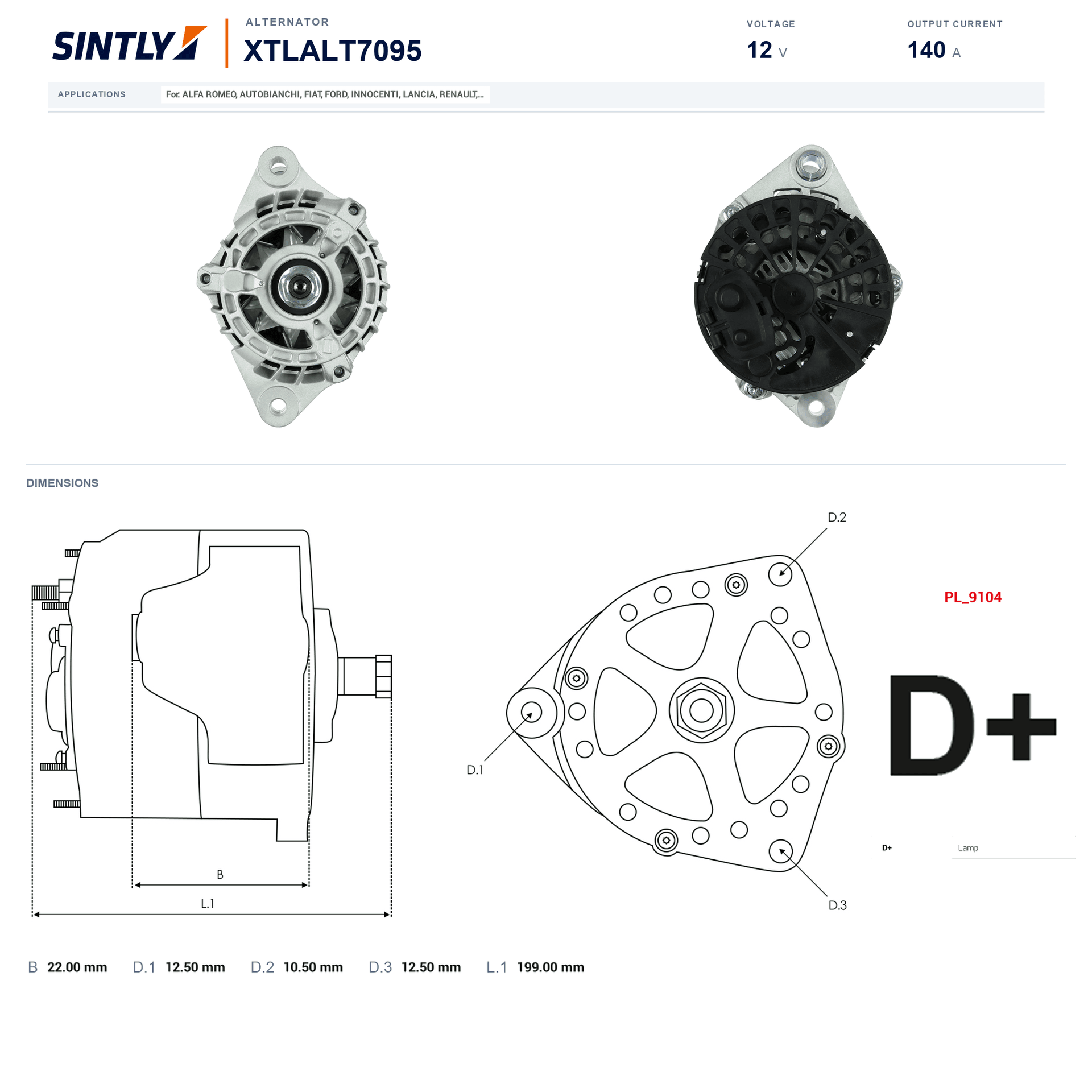 Alternator XTLALT7095