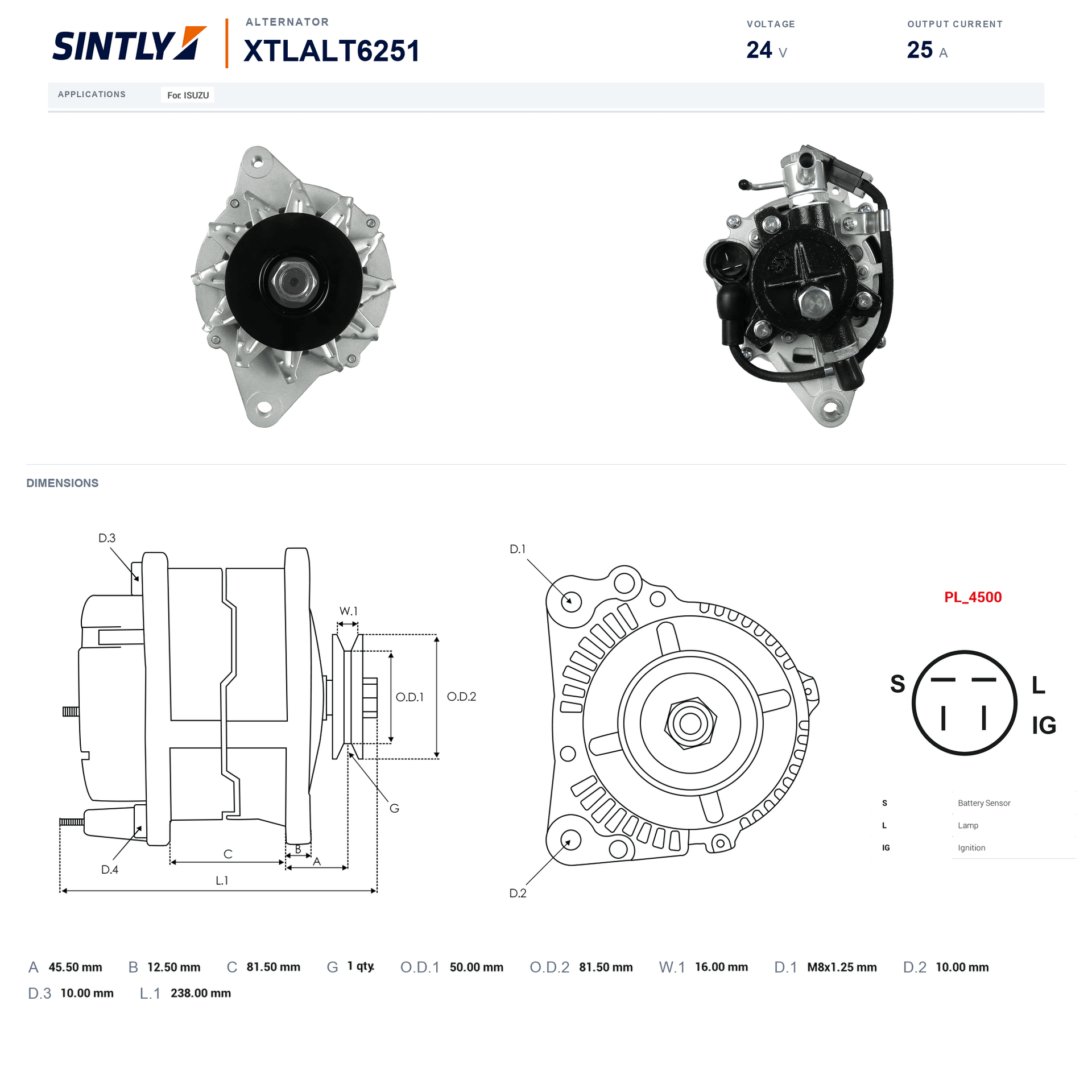 Alternator XTLALT6251