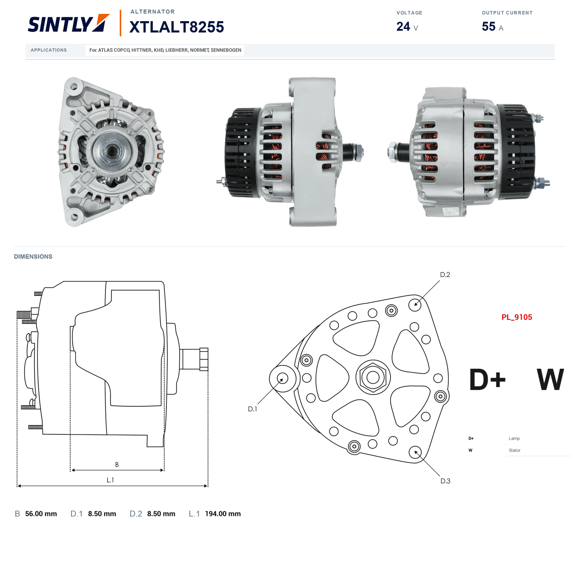 Alternator XTLALT8255