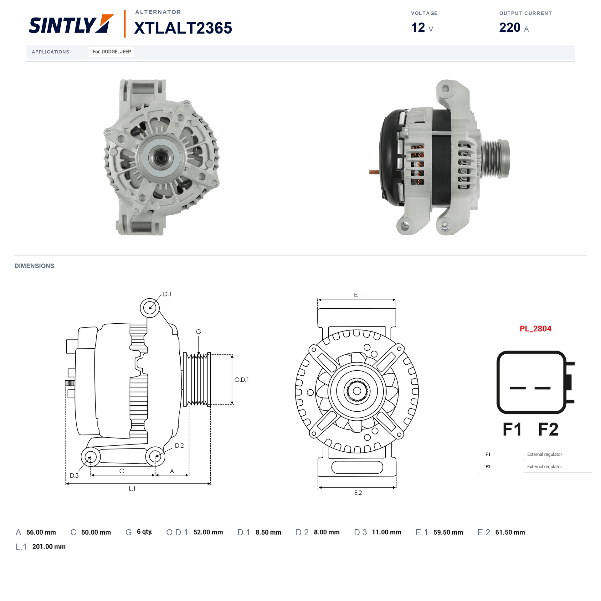 Alternator XTLALT2365